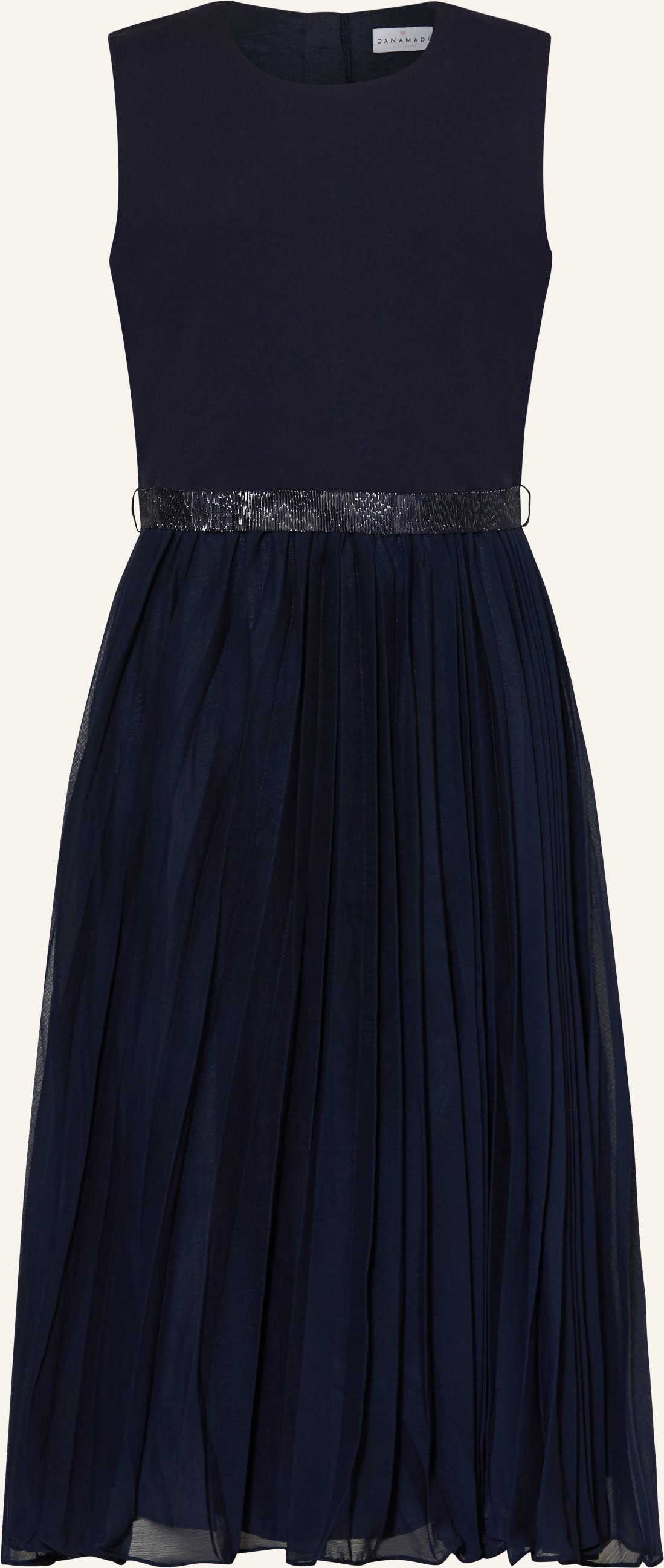 Danamade Cocktailkleid Mit Plissees Und Glitzergarn blau