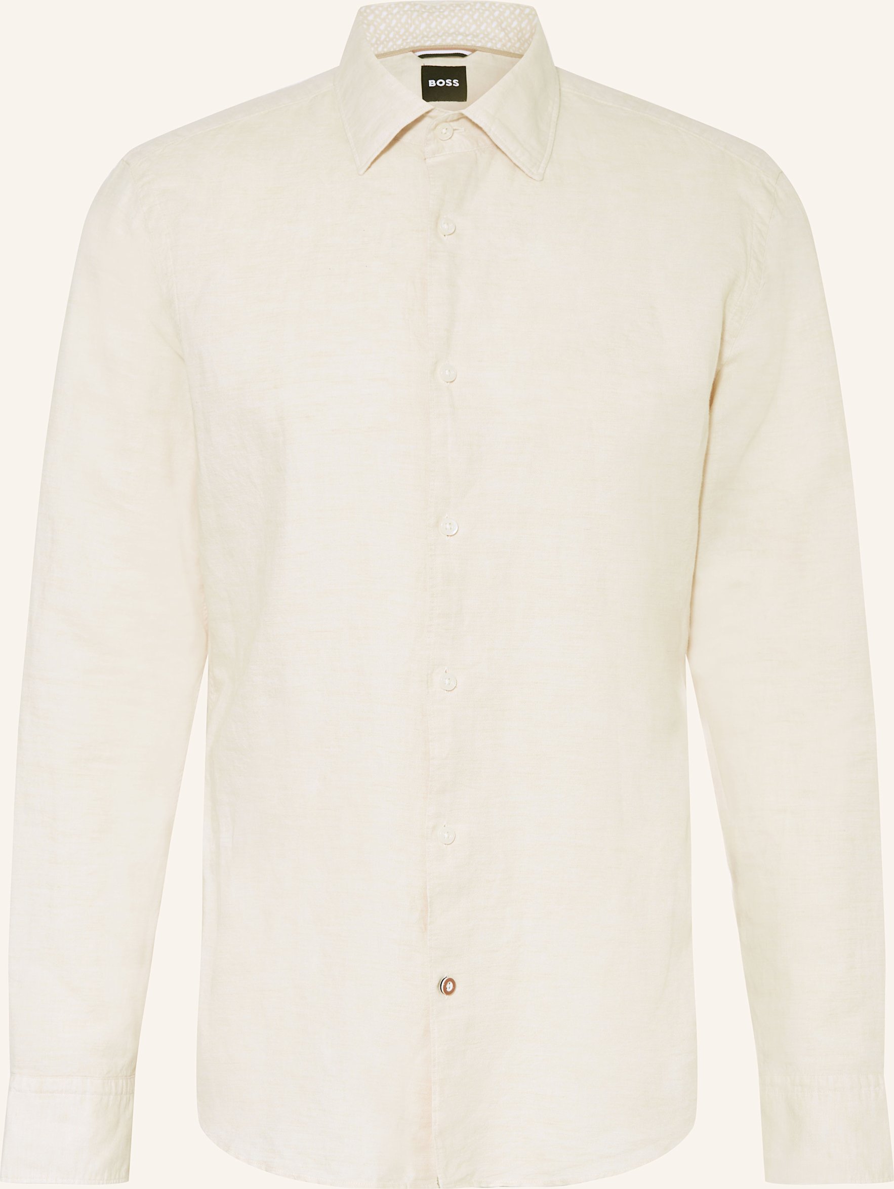 Boss Hemd Hal Casual Fit Mit Leinen weiss