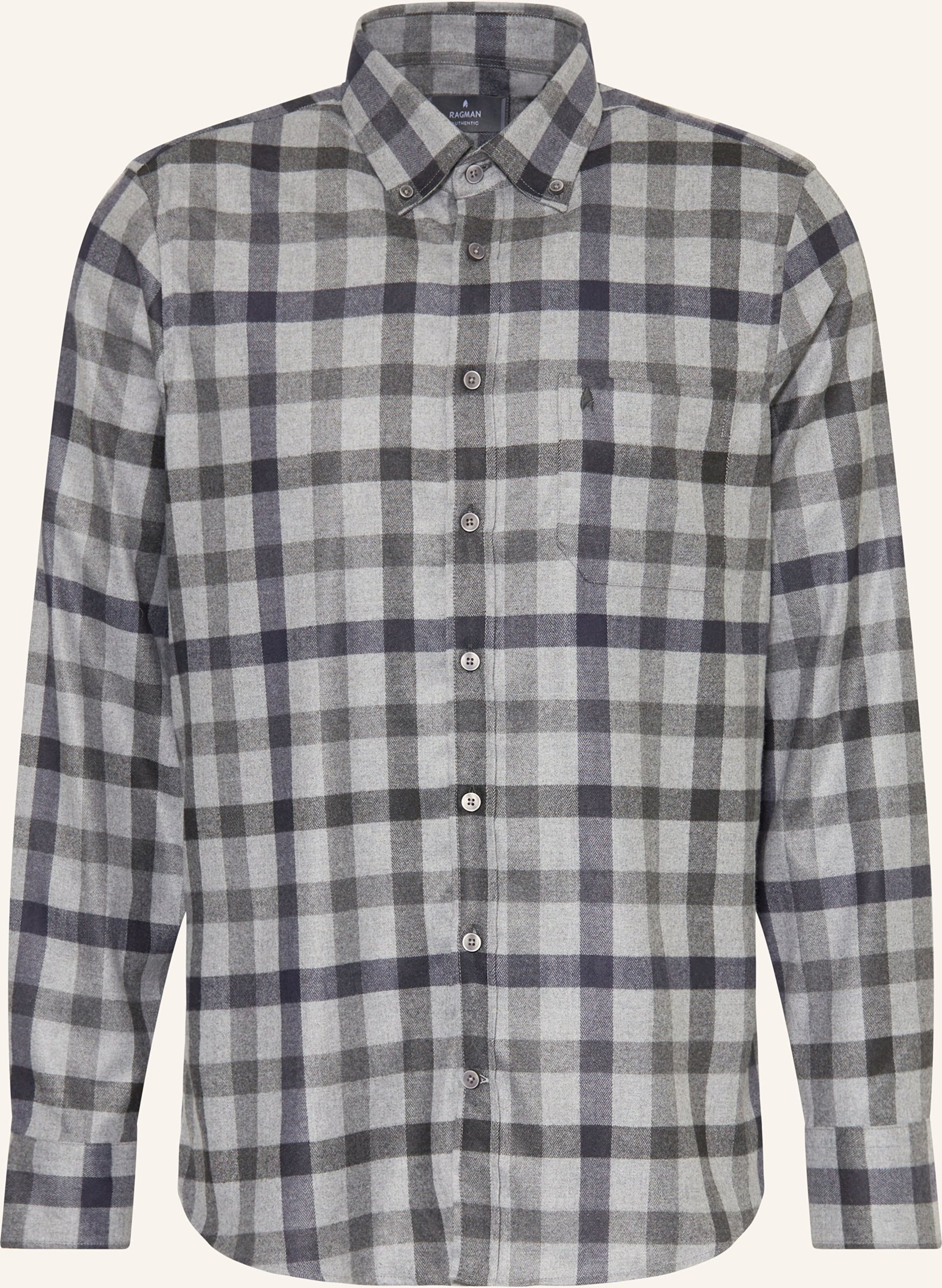 Ragman Flanellhemd Comfort Fit grau
