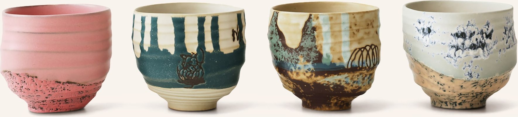 Hkliving 4er-Set Kaffeetassen braun