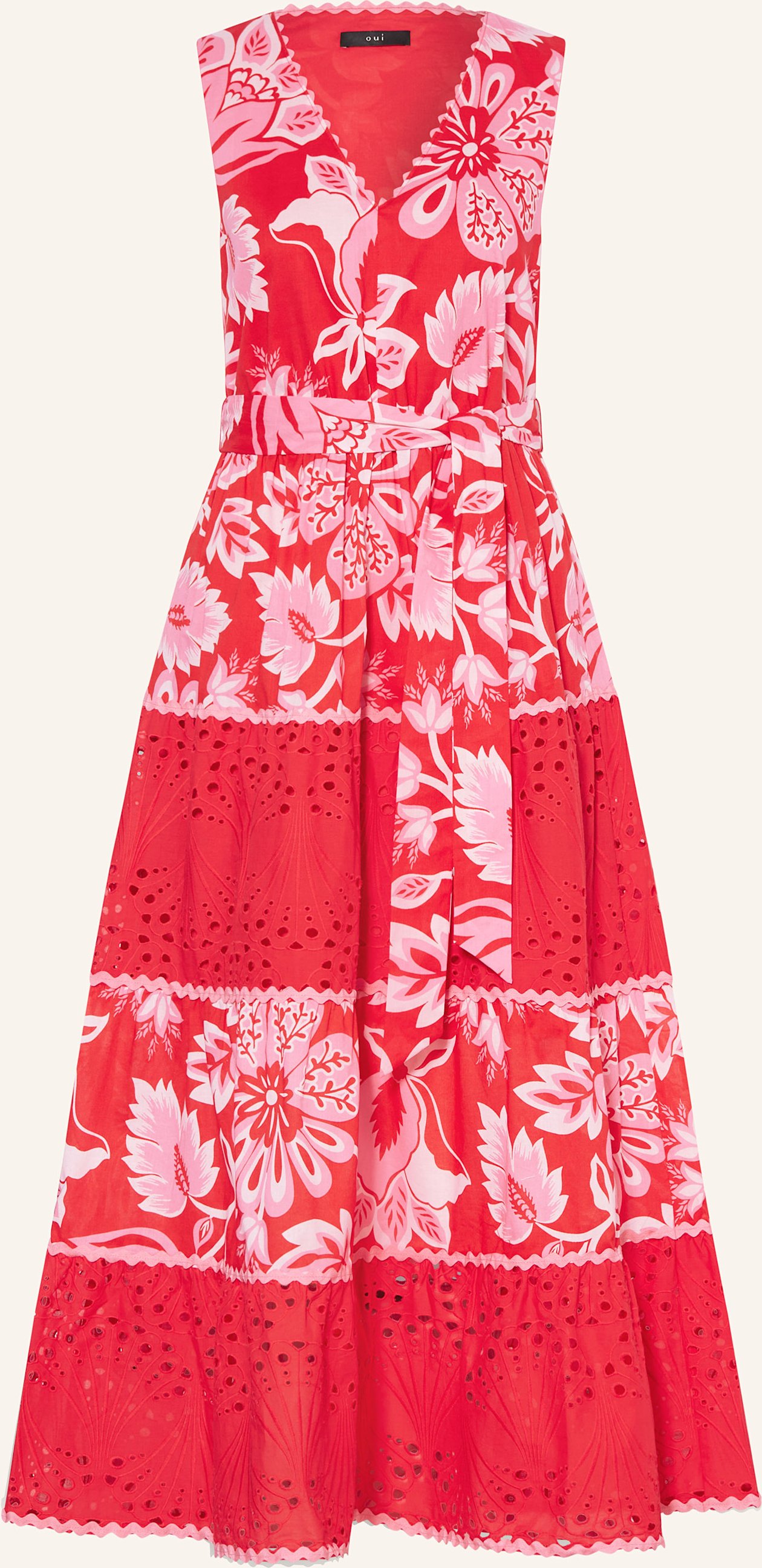 Oui Kleid Mit Lochspitze rot