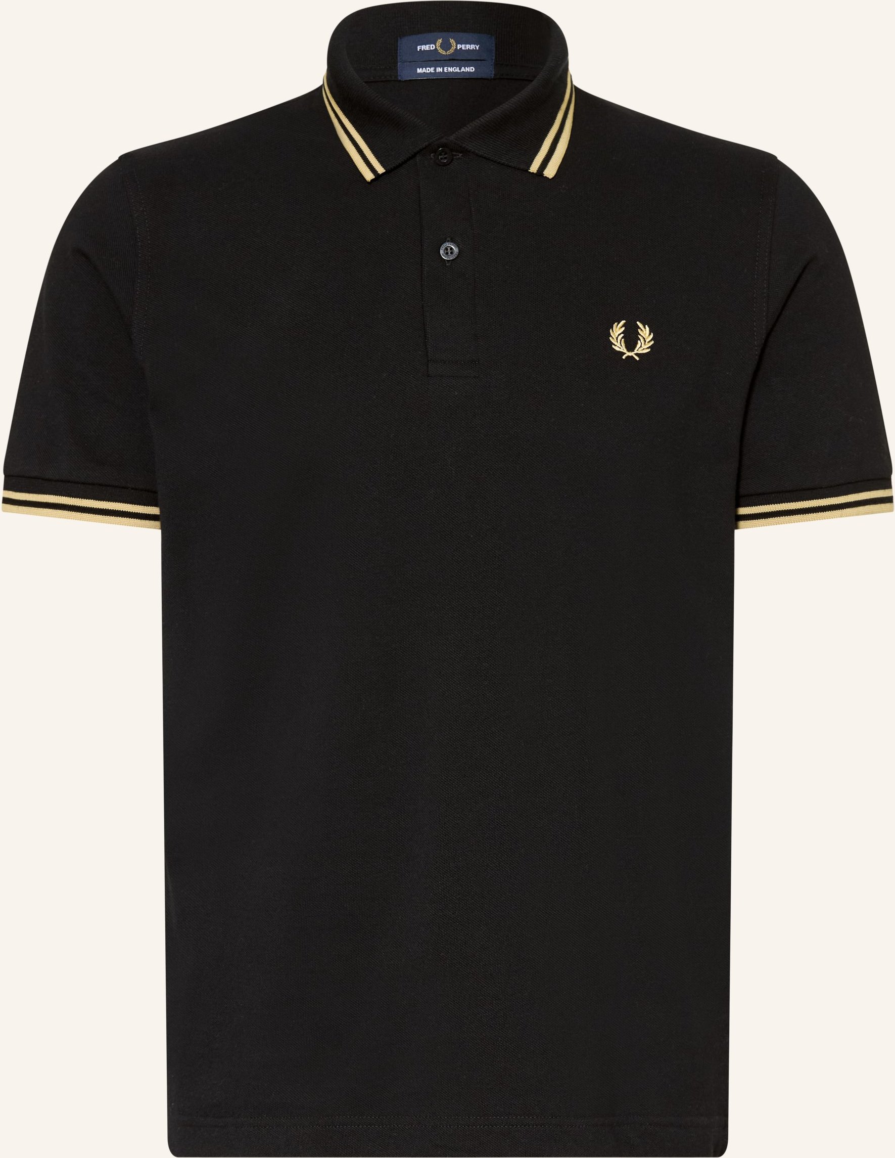 Fred Perry Piqué-Poloshirt schwarz