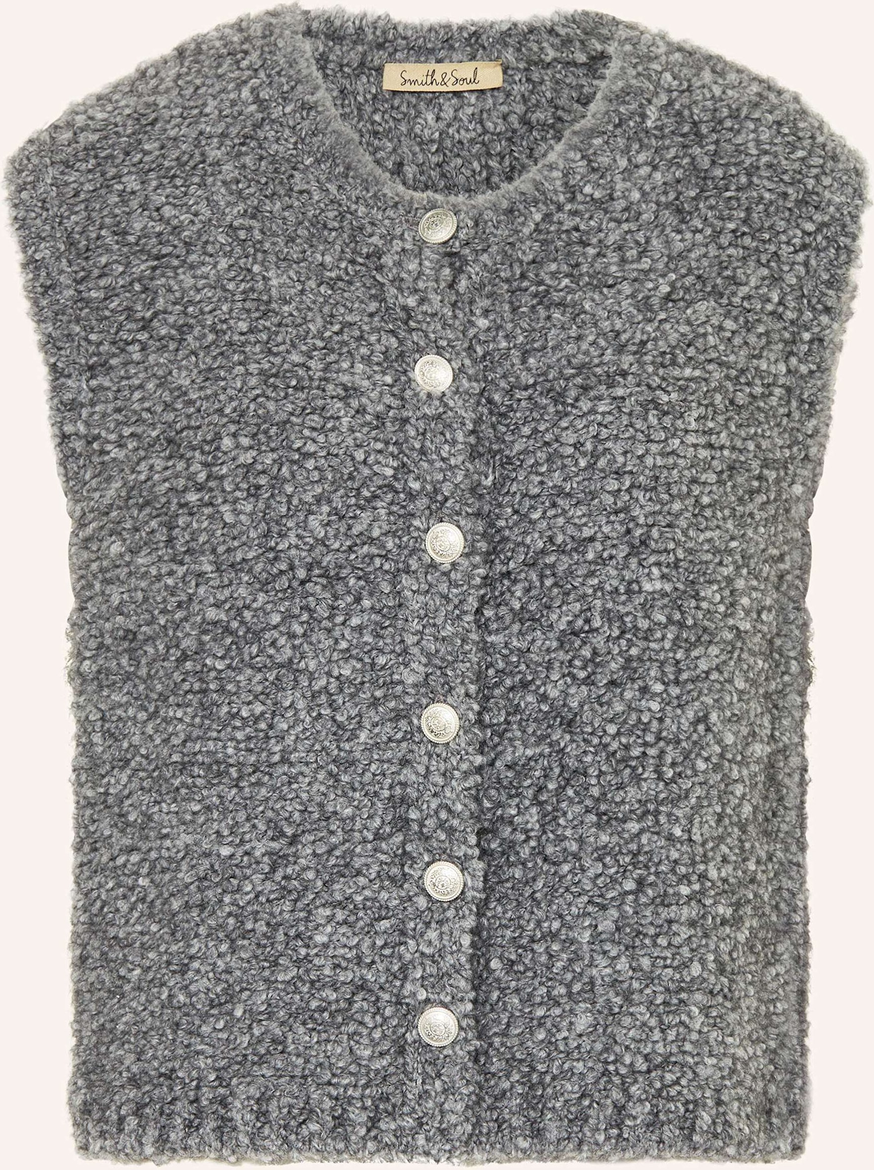 Smith & Soul Strickweste Aus Bouclé grau