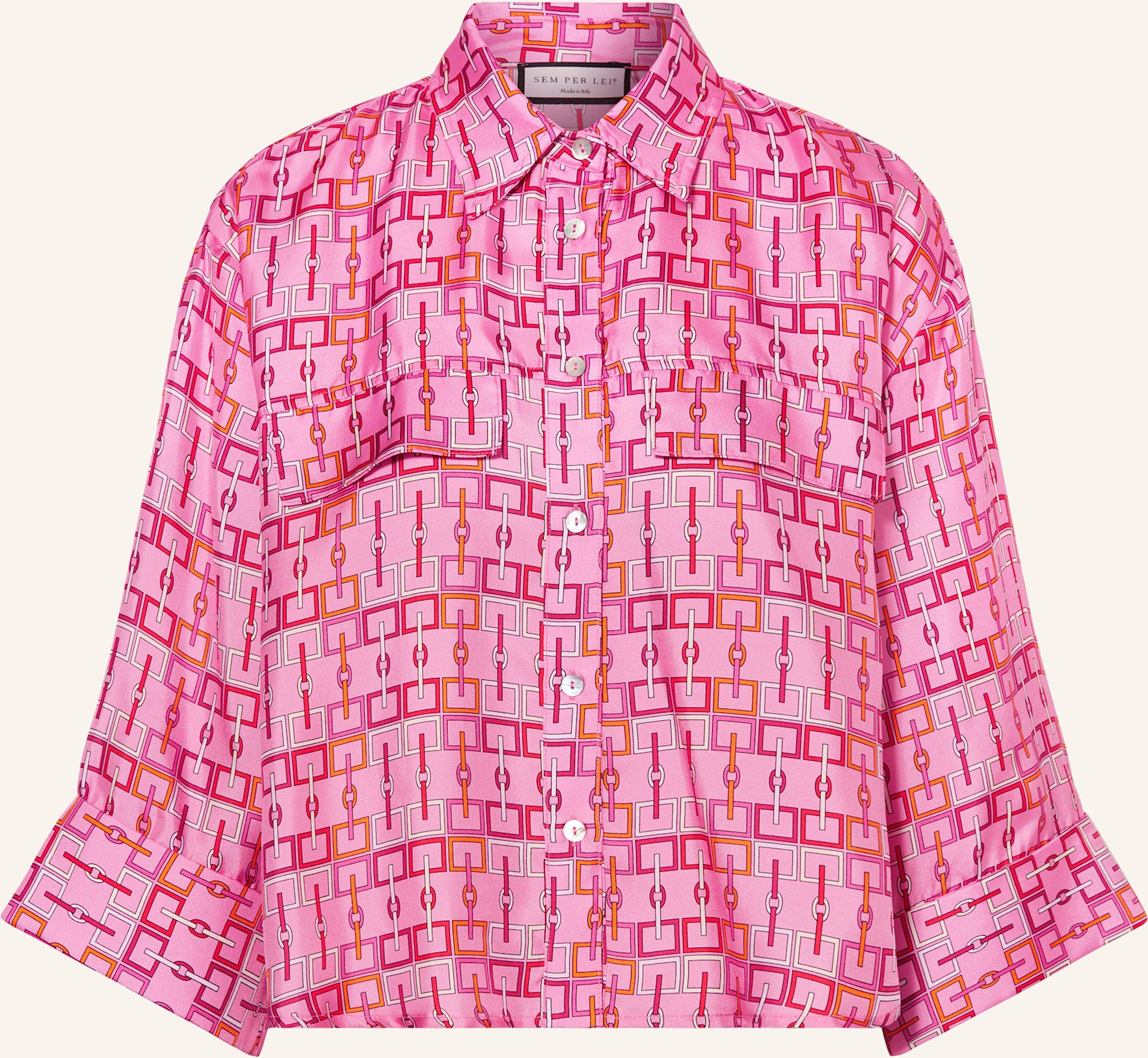 Sem Per Lei Hemdbluse Aus Seide Mit 3/4-Arm pink