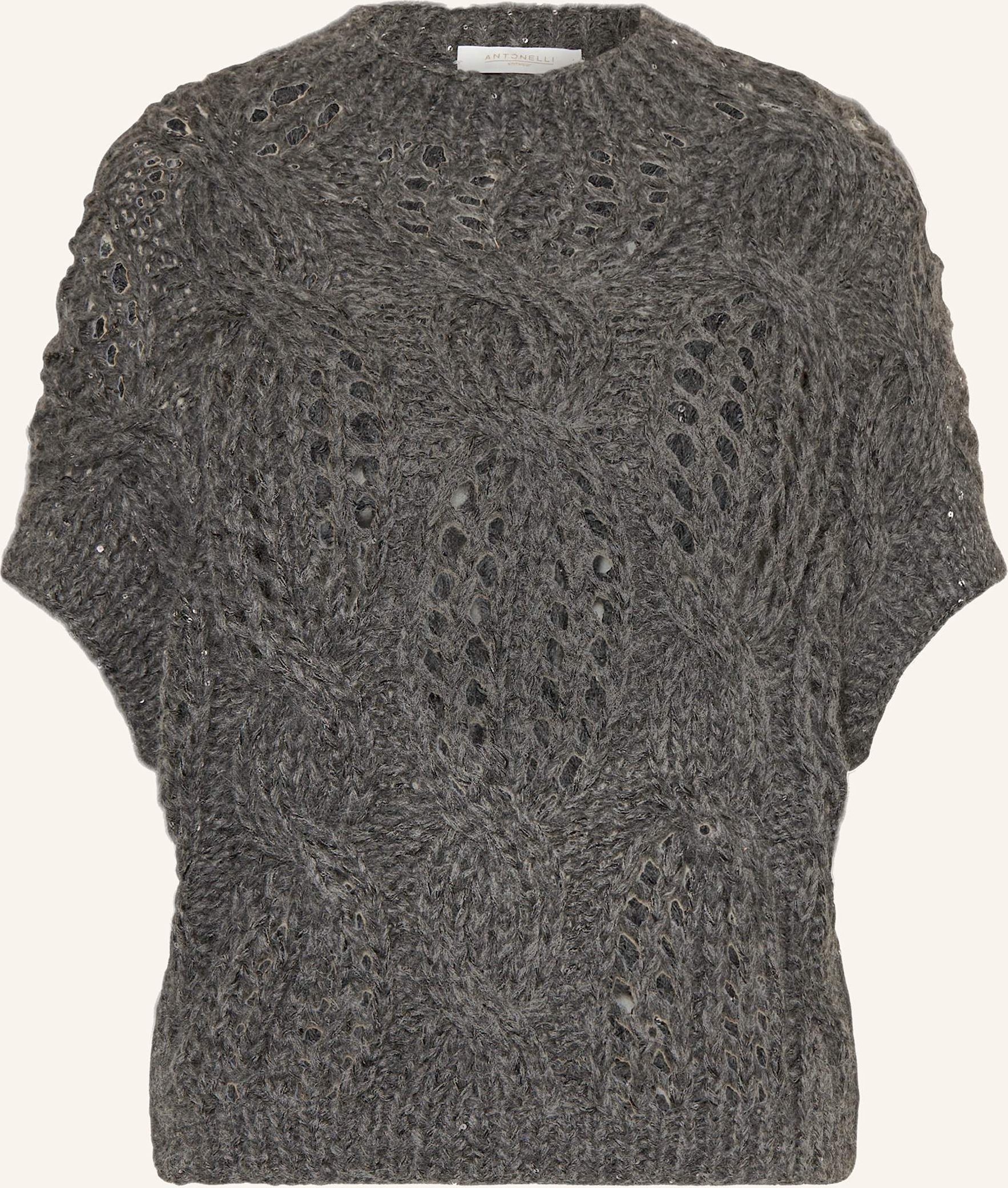 Thumbnail - Antonelli Firenze Strickshirt Polidoro Mit Pailletten grau