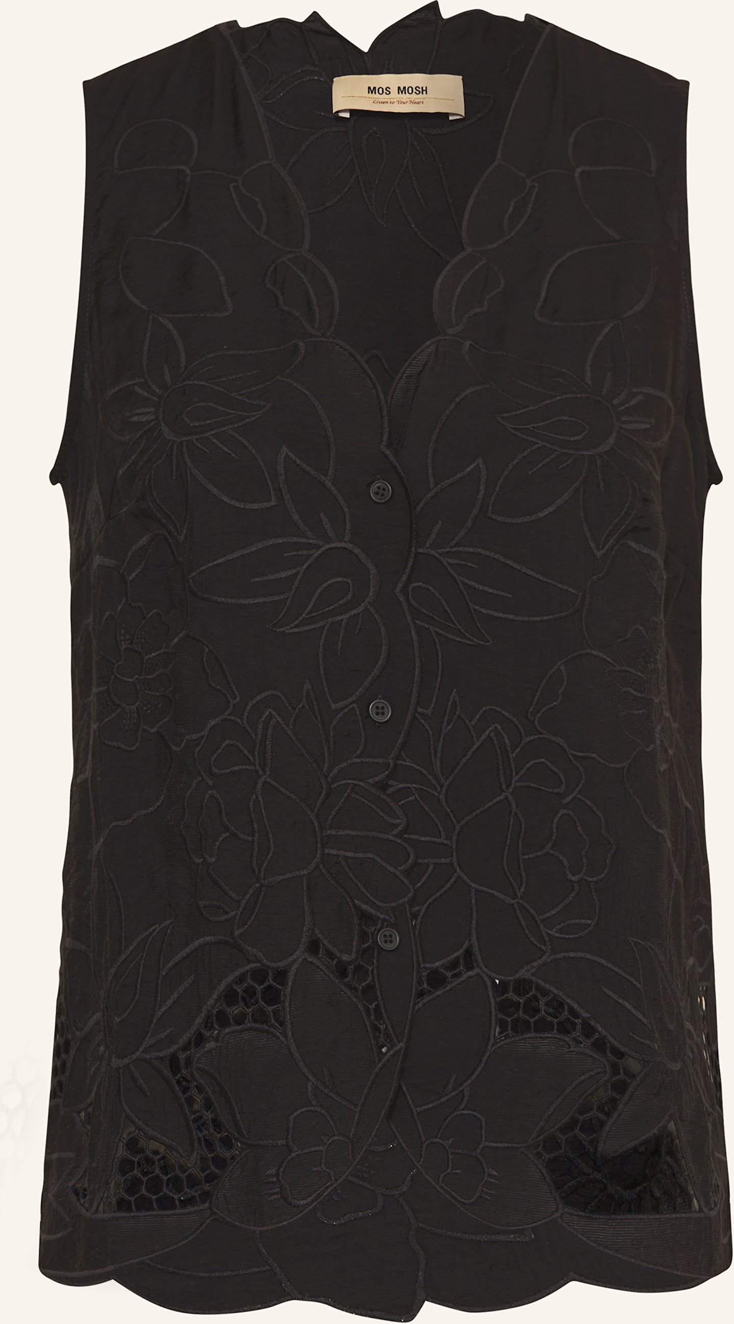 Mos Mosh Top Mmdaima Aus Lochspitze Mit Cut-Outs schwarz