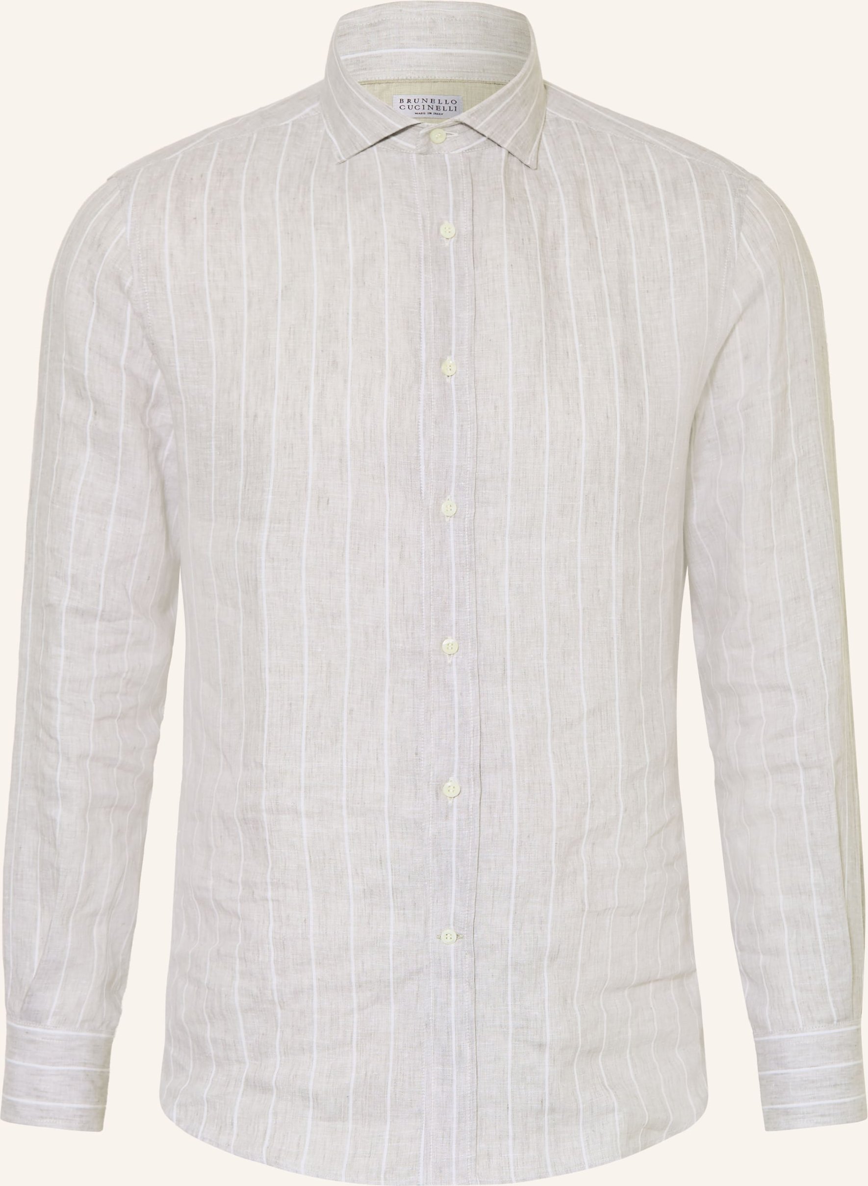 Brunello Cucinelli Leinenhemd Easy Fit grau