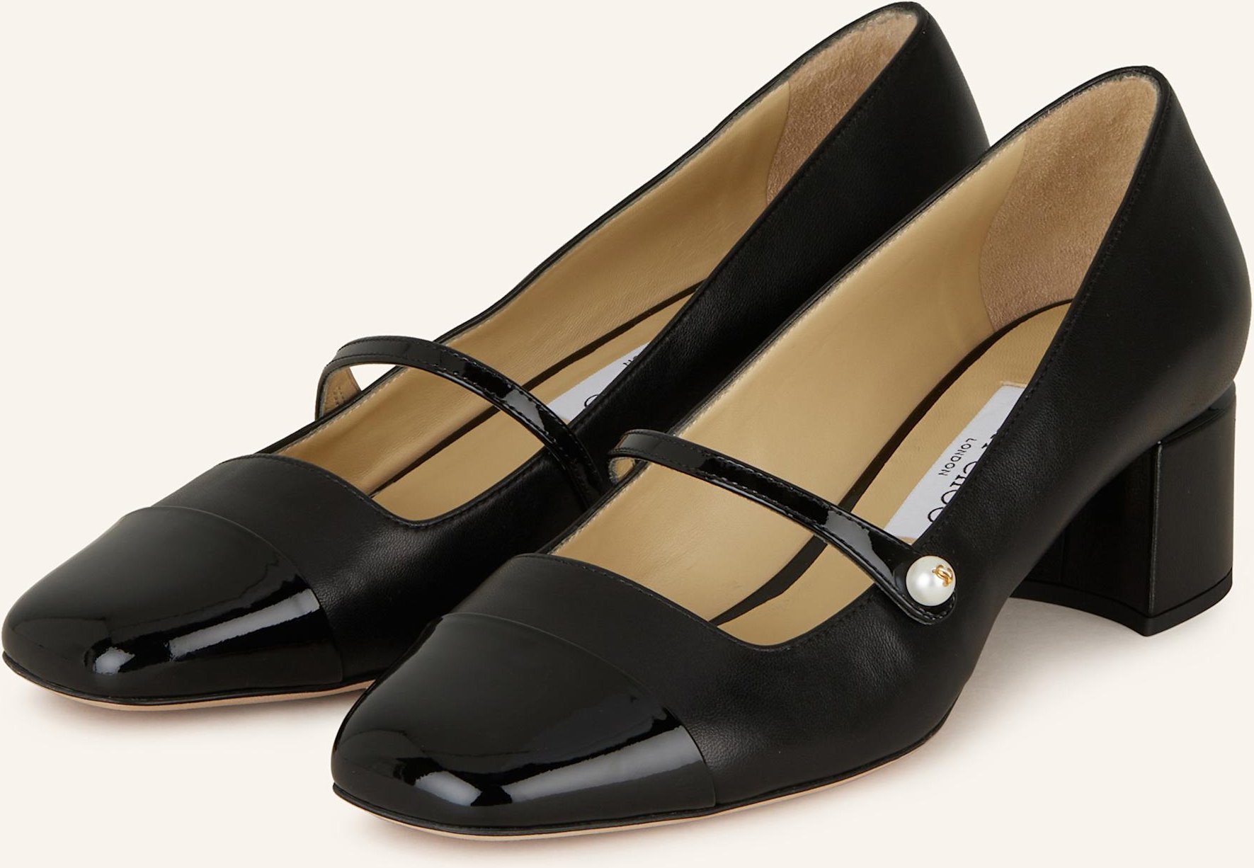 Thumbnail - Jimmy Choo Mary-Jane-Pumps Elisa 45 Mit Schmuckperlen schwarz