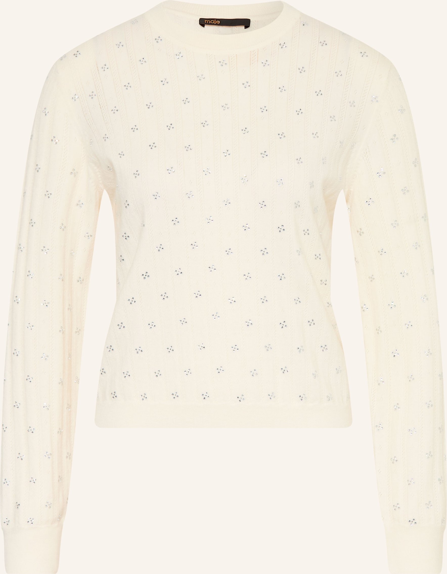 Maje Pullover Mit Schmucksteinen weiss