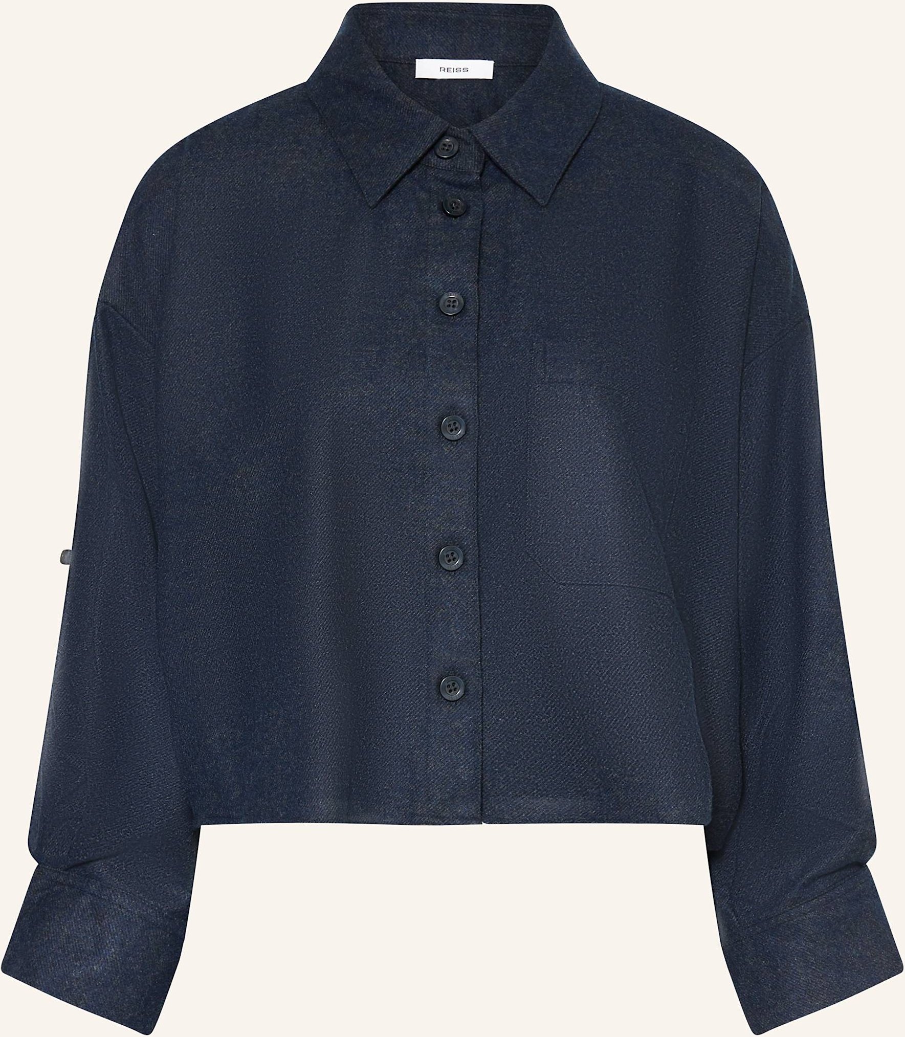 Reiss Cropped-Hemdbluse Mit 3/4-Arm blau