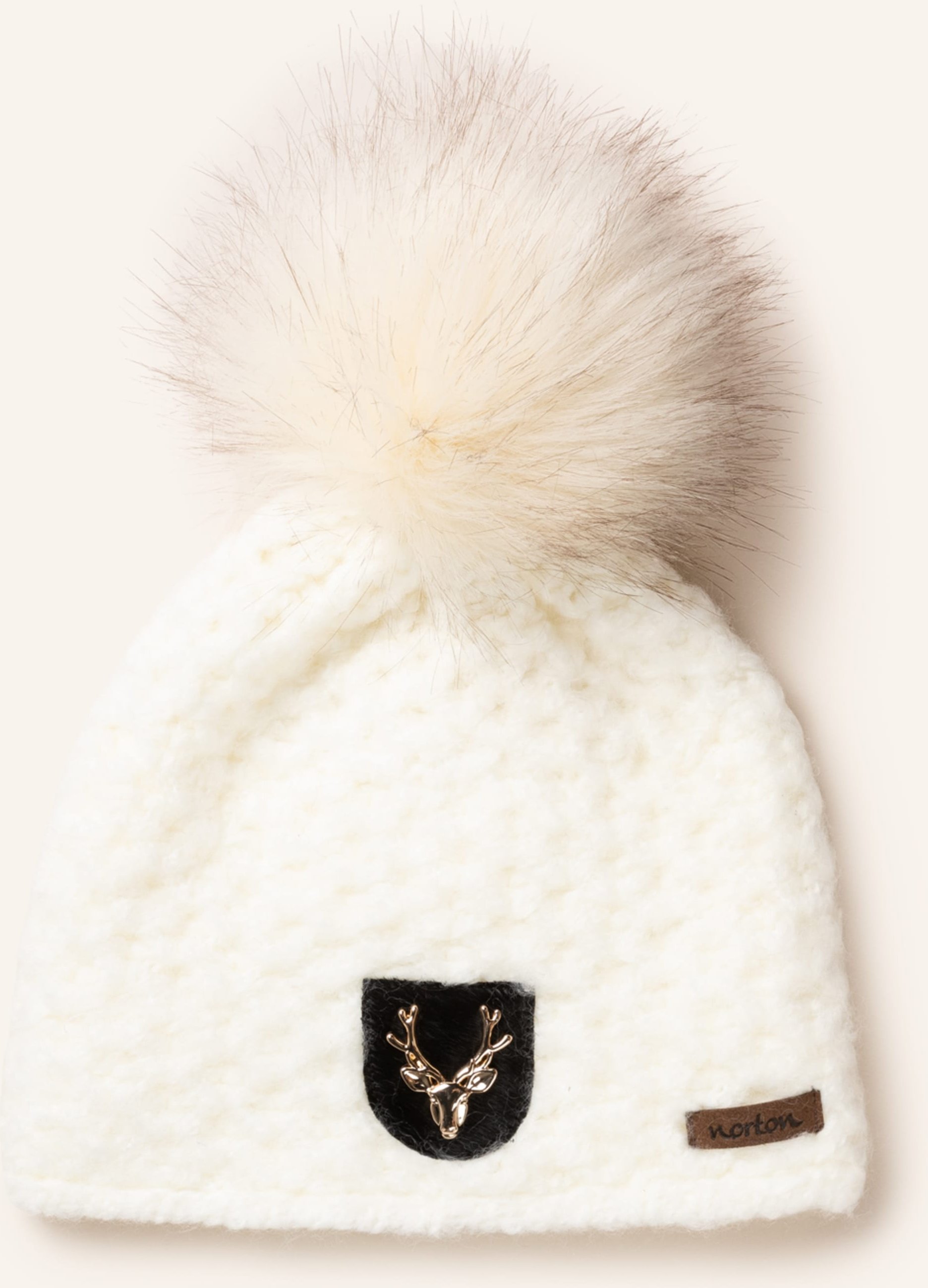 Norton Mütze Mit Kunstpelzbommel weiss