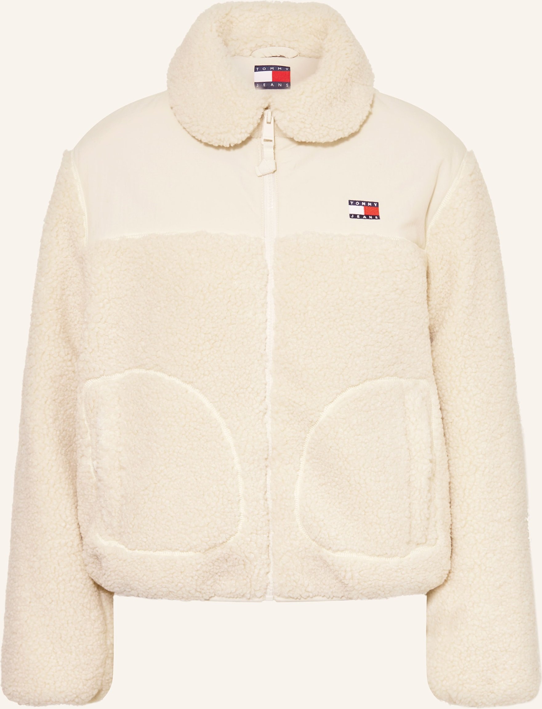 Tommy Jeans Teddyfell-Jacke Im Materialmix weiss