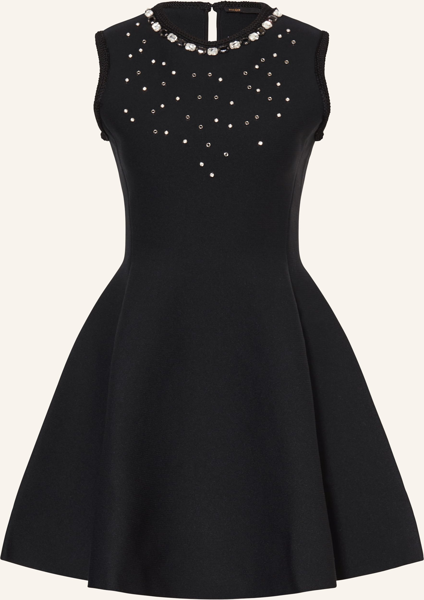 Maje Strickkleid Mit Schmucksteinen schwarz