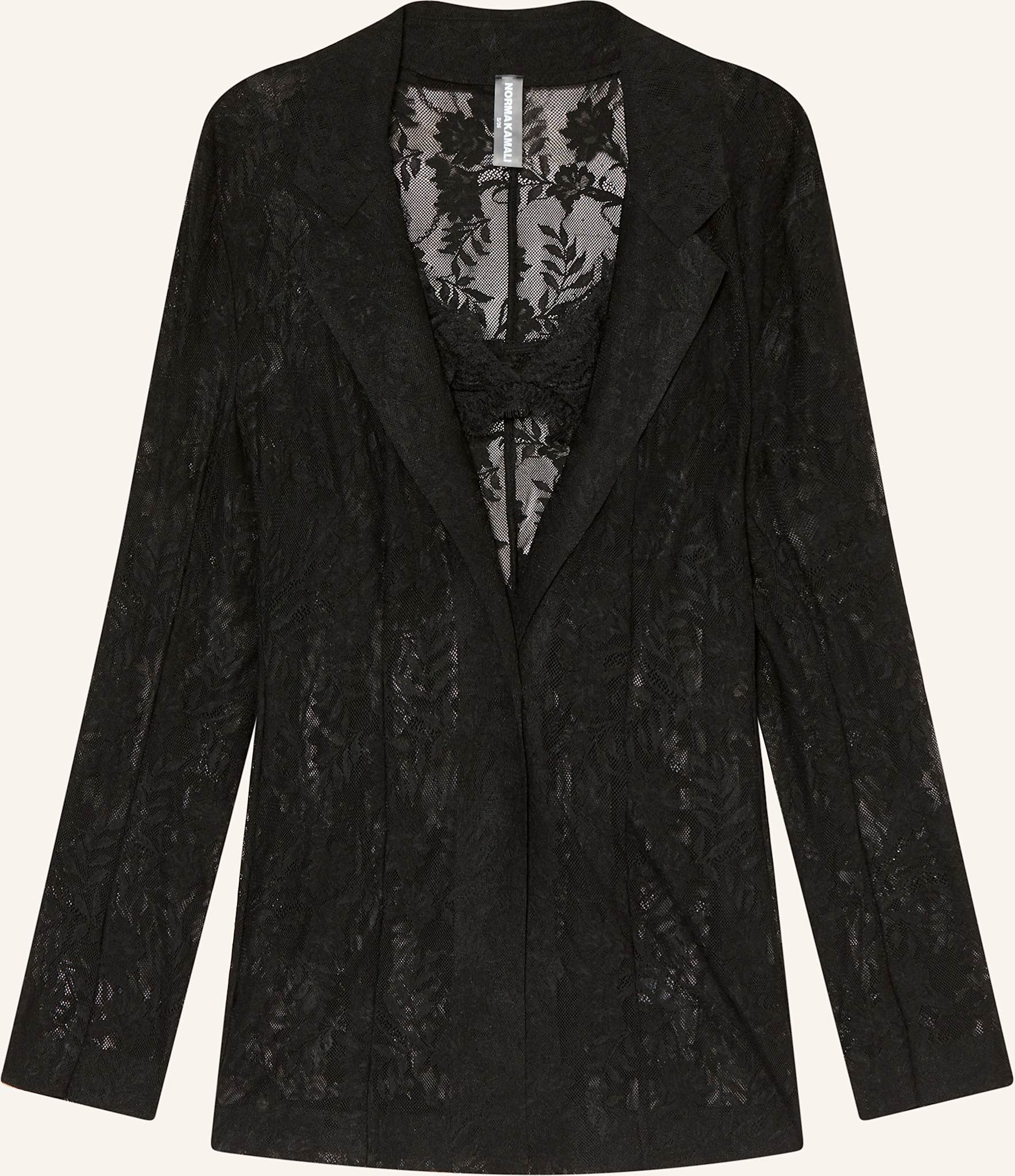 Norma Kamali Set: Spitzenblazer Und Triangel-Bh schwarz