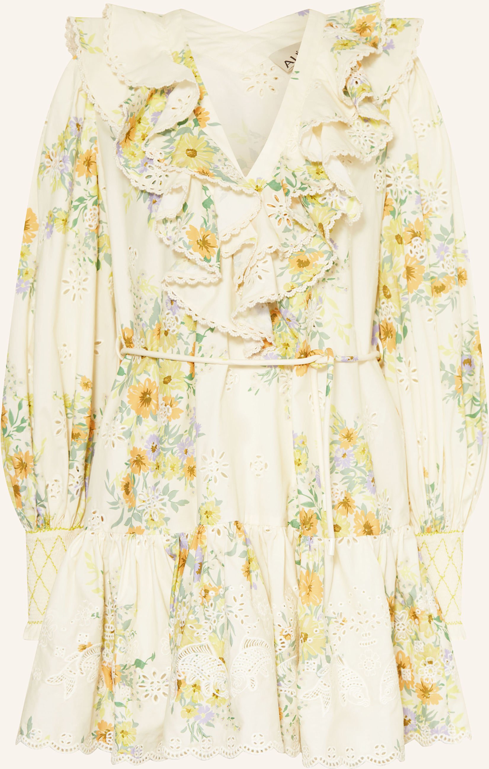 Alémais Kleid Juliette Mit Lochspitze Und Volants weiss