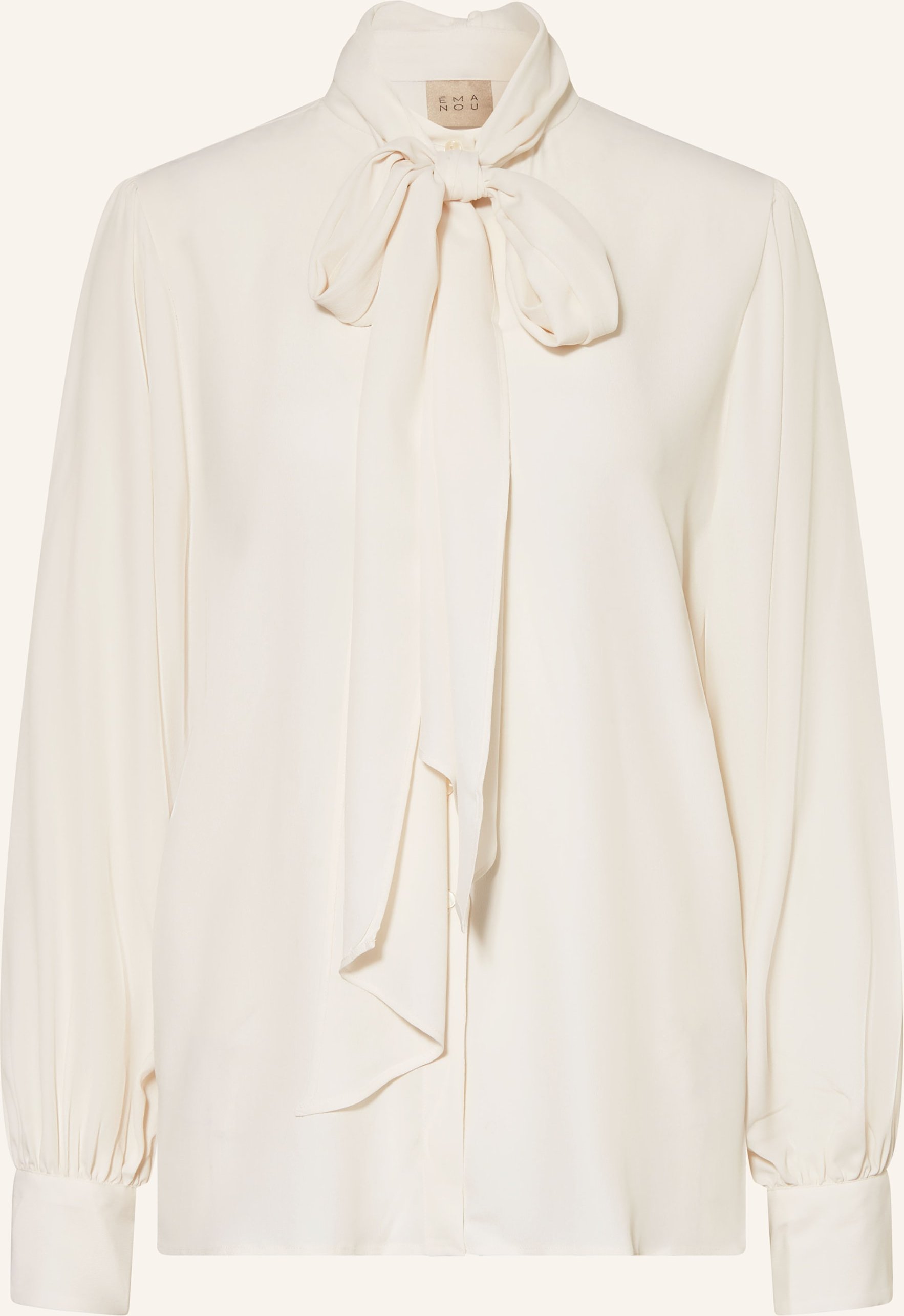 Émanou Bluse Mit Seide Und Abnehmbarer Schluppe weiss