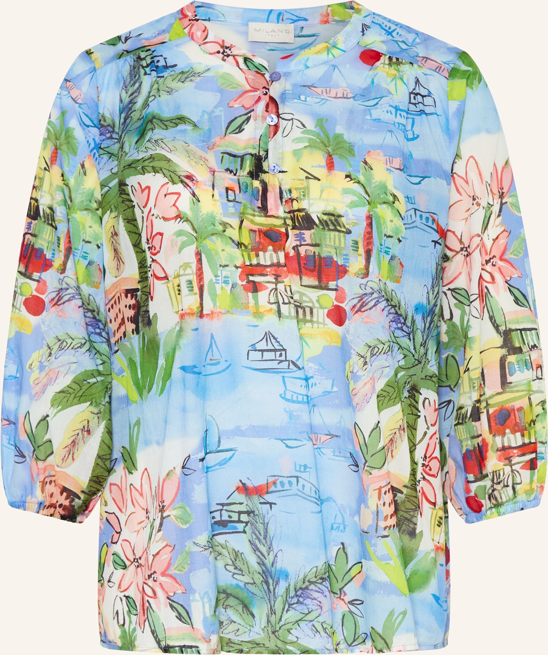 Milano Italy Blusenshirt Mit 3/4-Arm blau