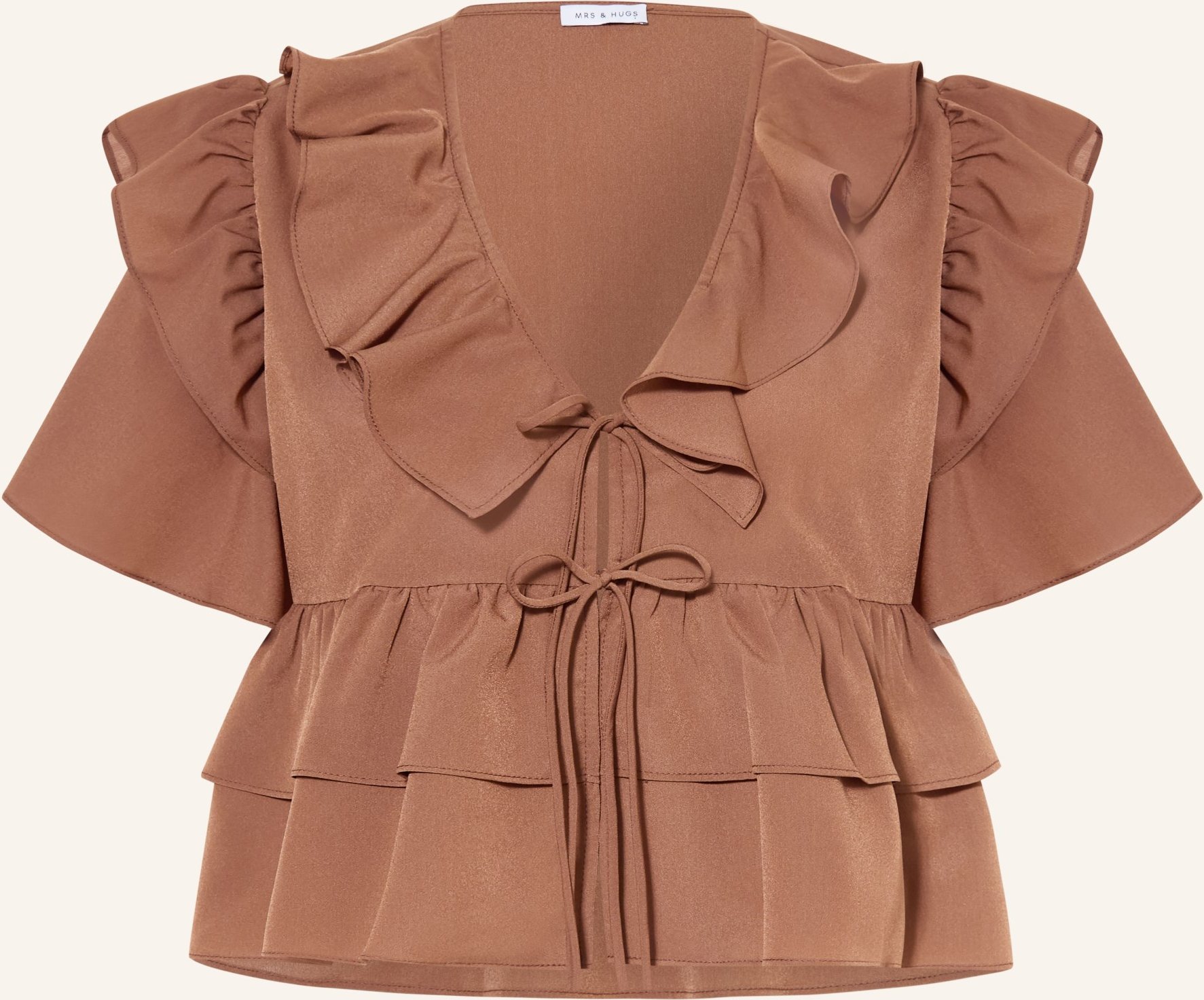 Mrs & Hugs Bluse Mit Volants braun