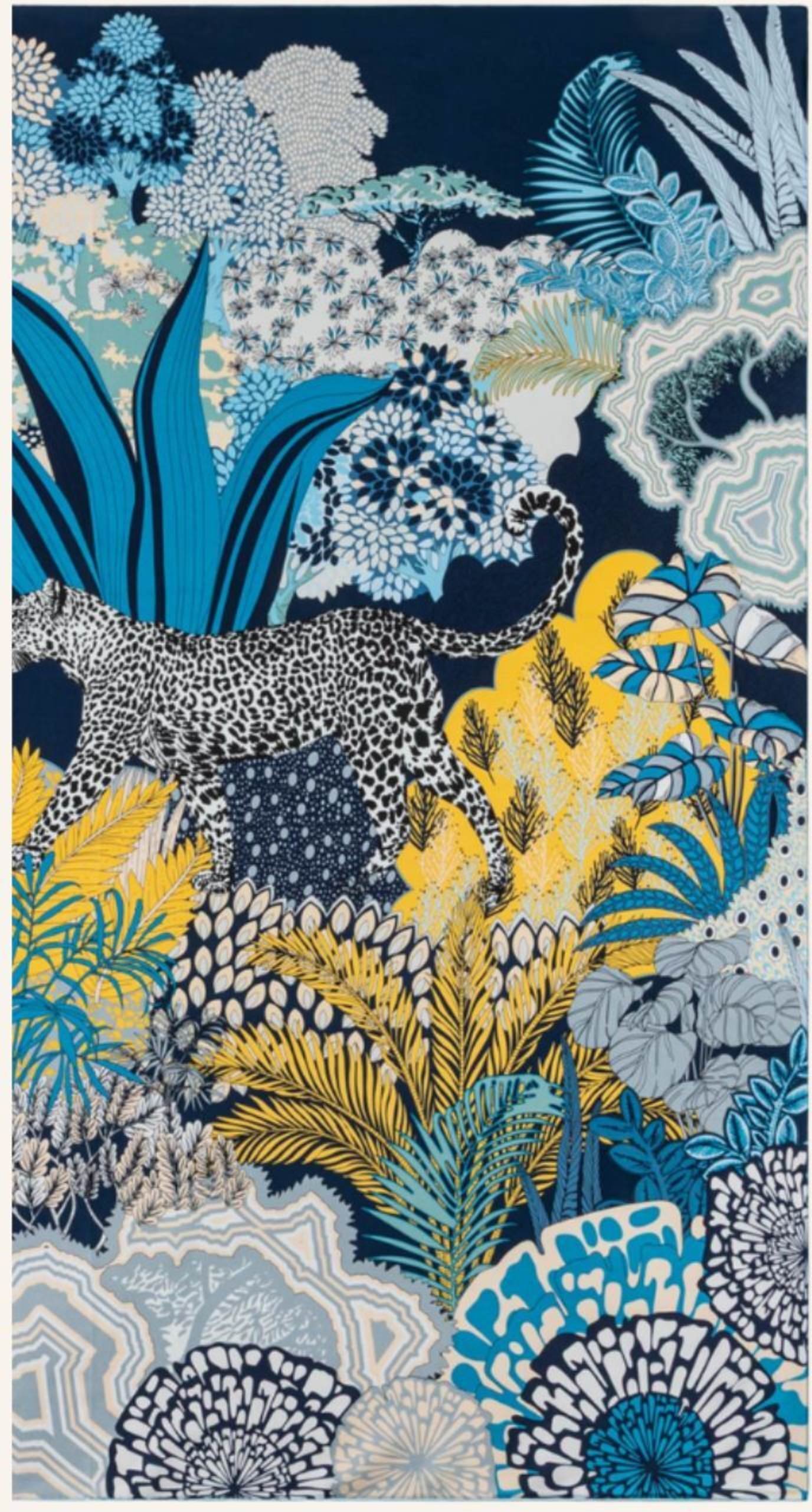 Roeckl Seidentuch Leopard Camouflage blau