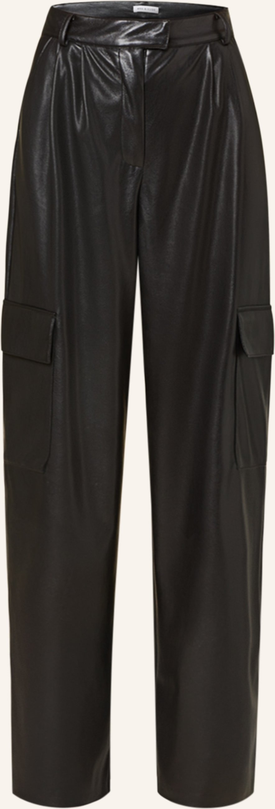 Mrs & Hugs Cargohose In Lederoptik schwarz