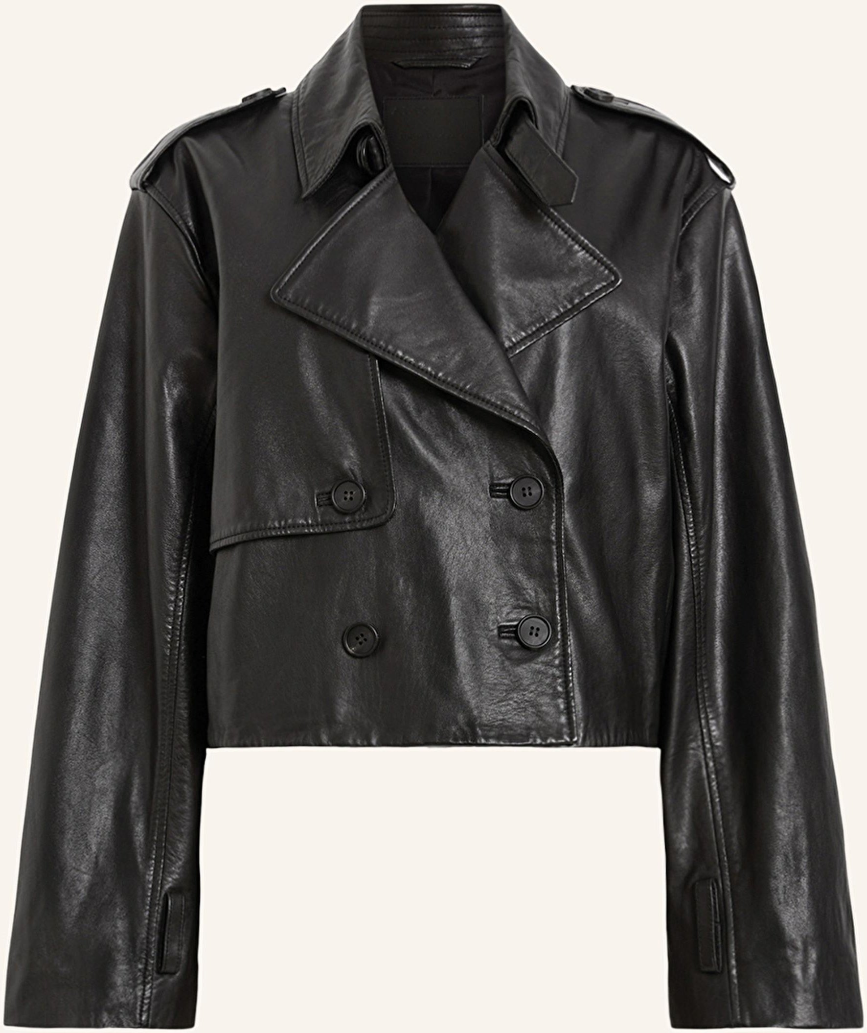 Allsaints Cropped-Trenchcoat Hendry Aus Leder schwarz