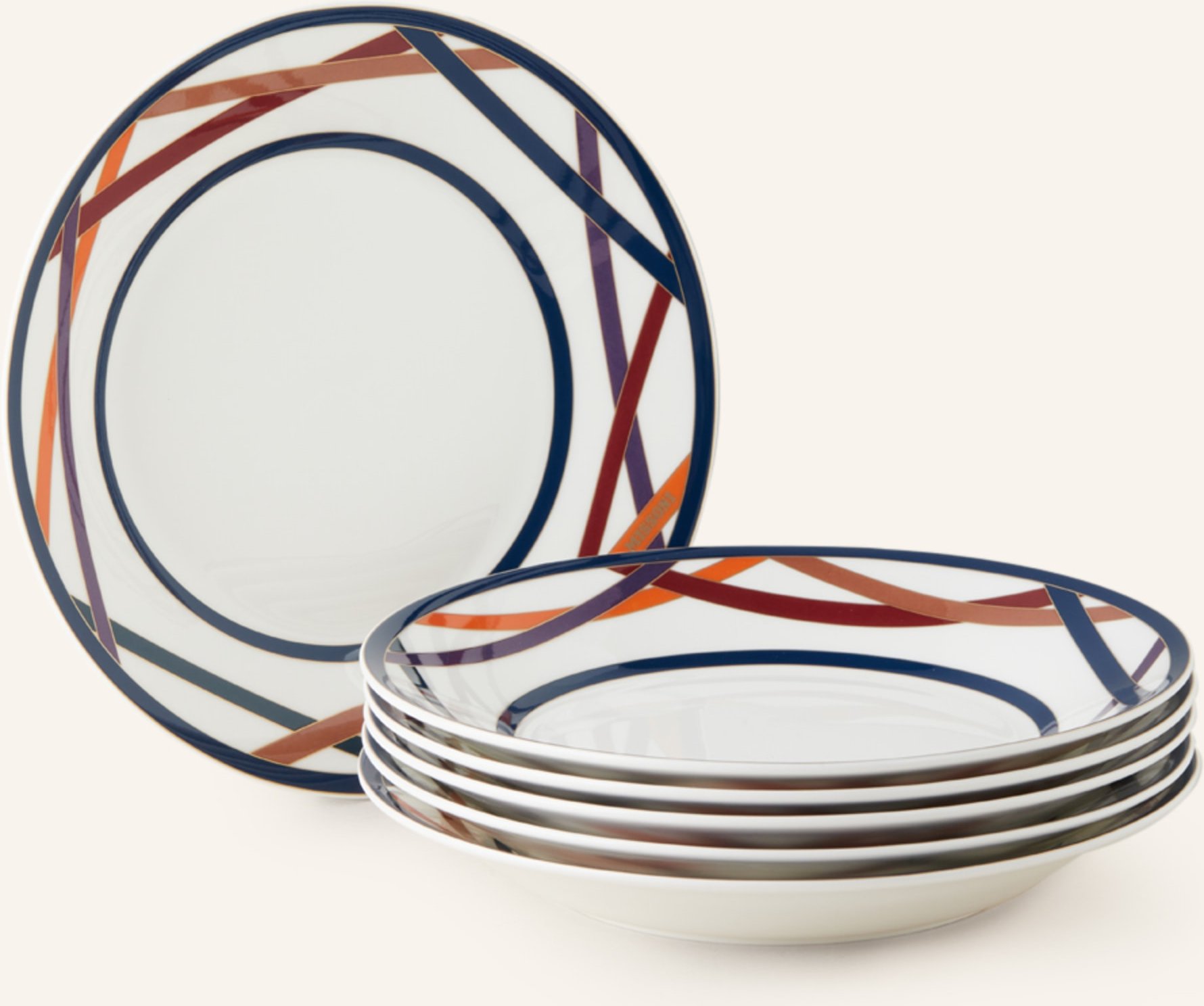 Missoni Home 6er-Set Suppenteller Nastri beige