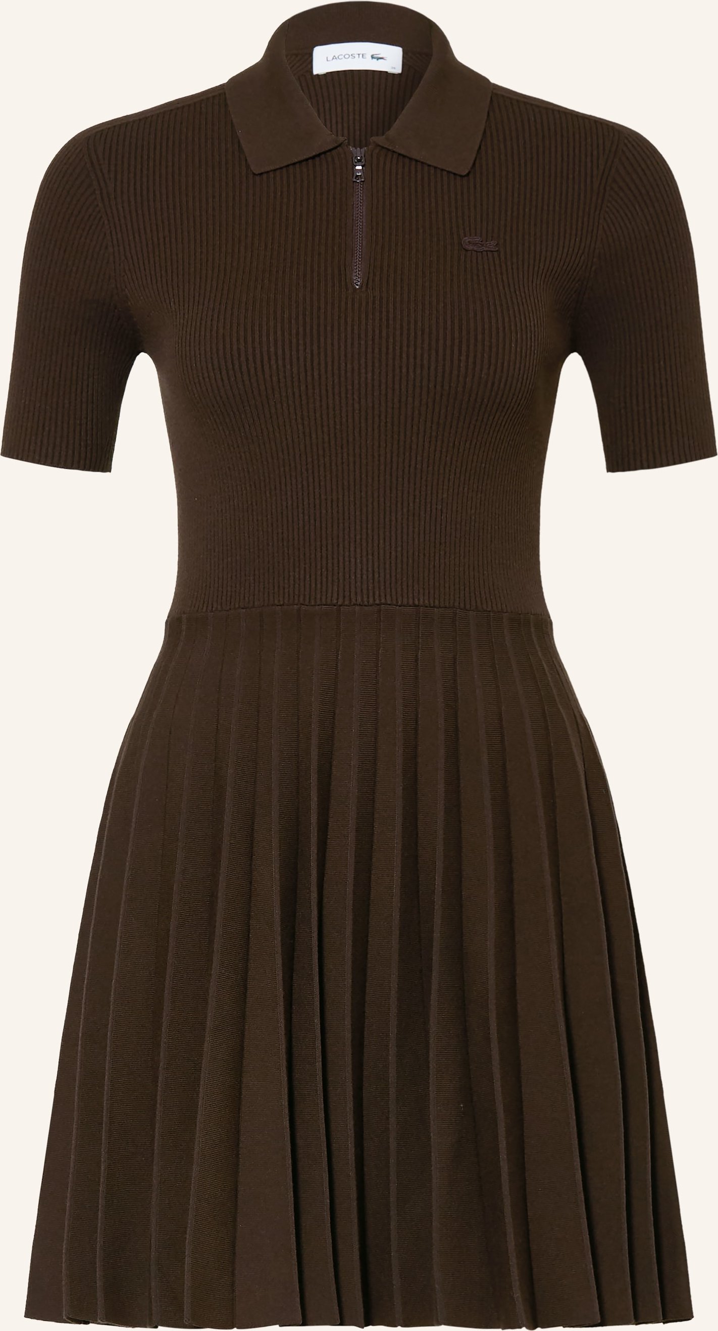 Lacoste Strickkleid Mit Plissees braun