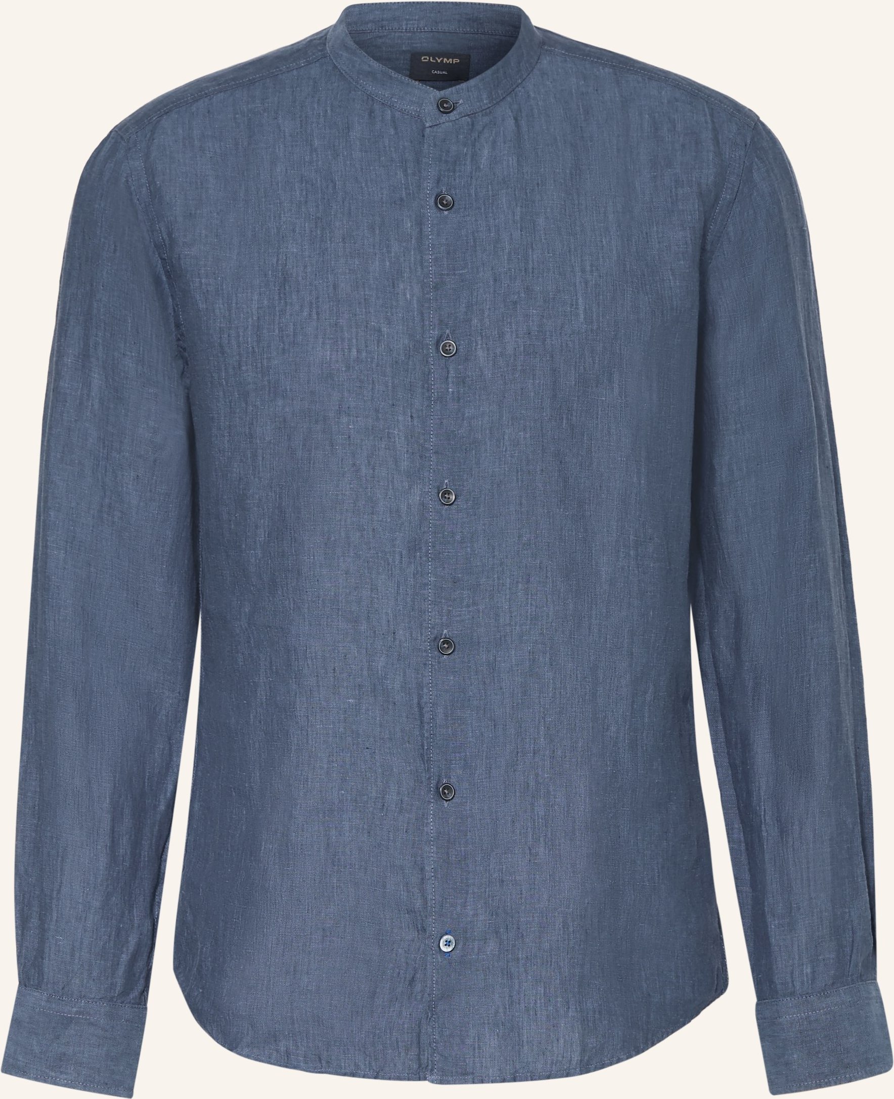 Thumbnail - Olymp Leinenhemd Casual Regular Fit Mit Stehkragen blau
