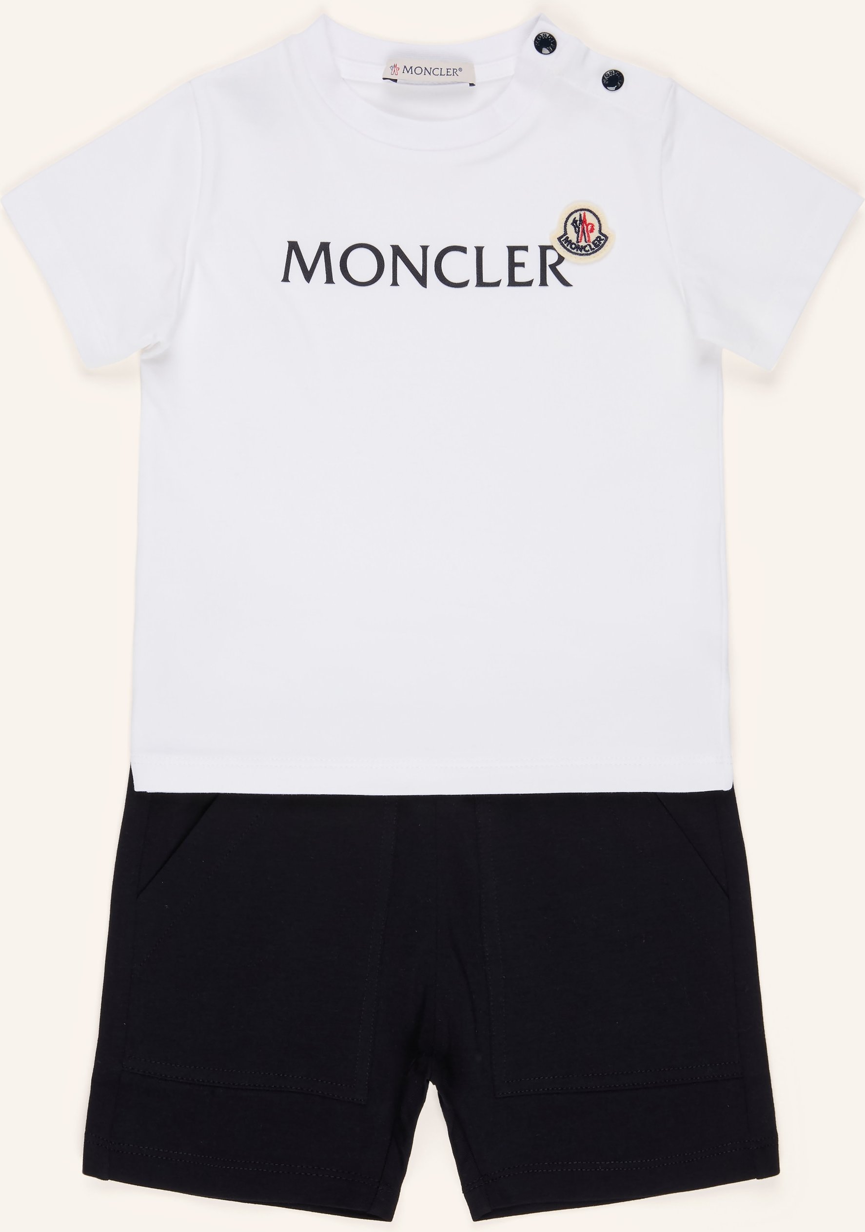 Moncler Enfant Set: T-Shirt Und Shorts weiss