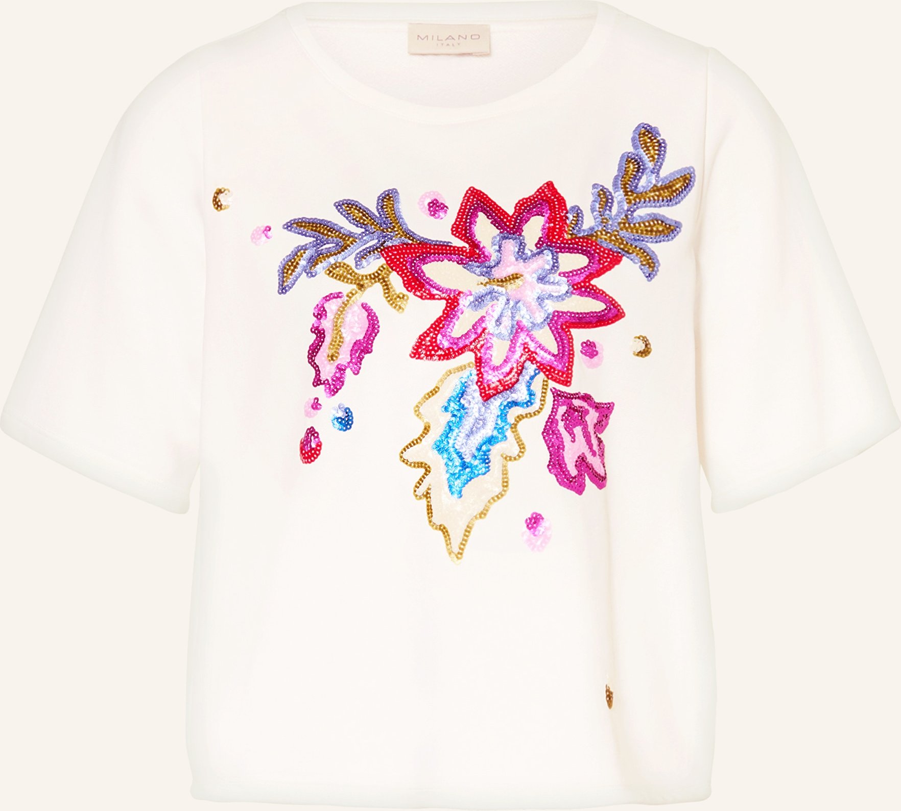 Milano Italy Sweatshirt Mit Pailletten weiss