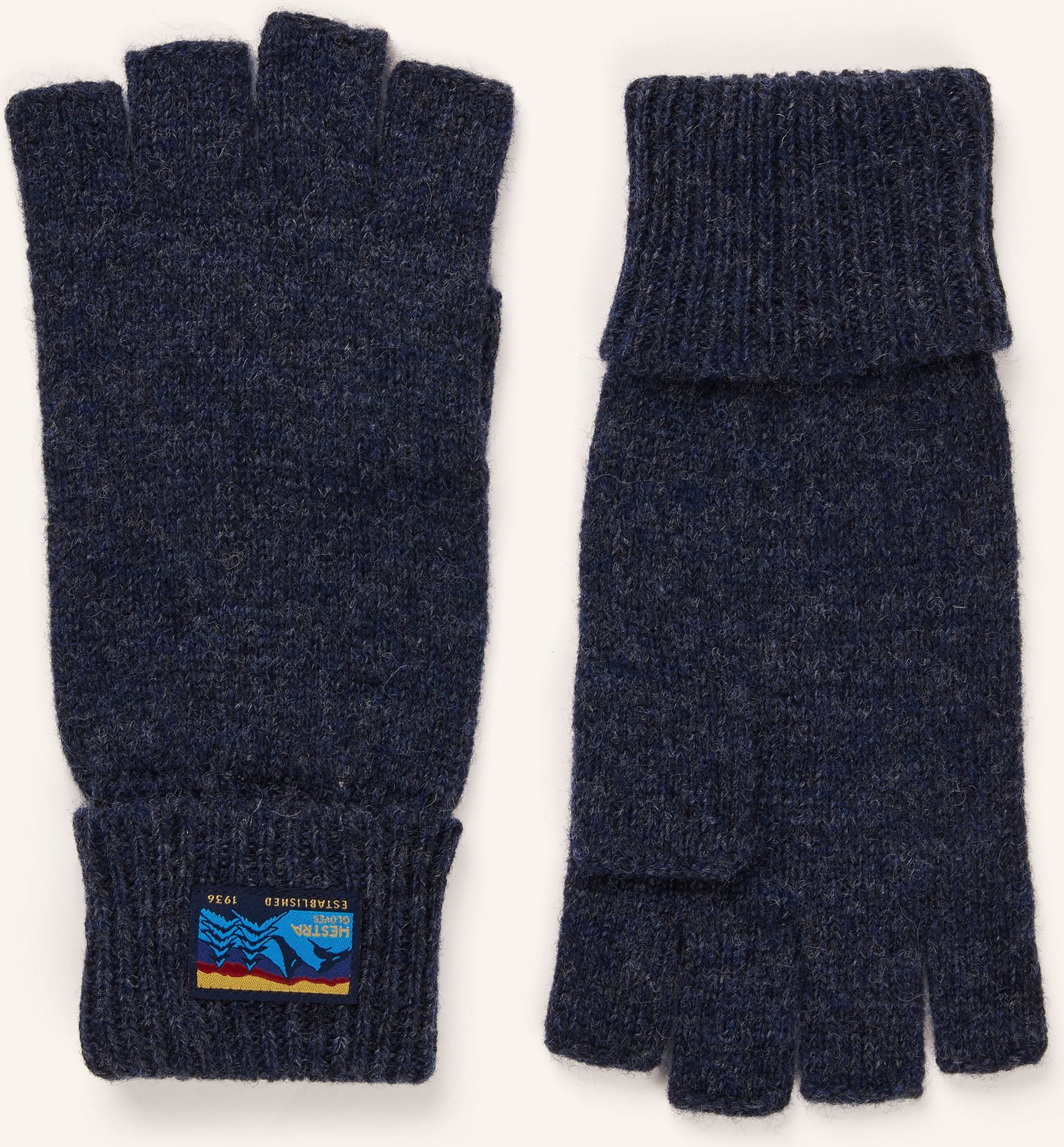 Hestra Handschuhe Raggwool Half Finger blau