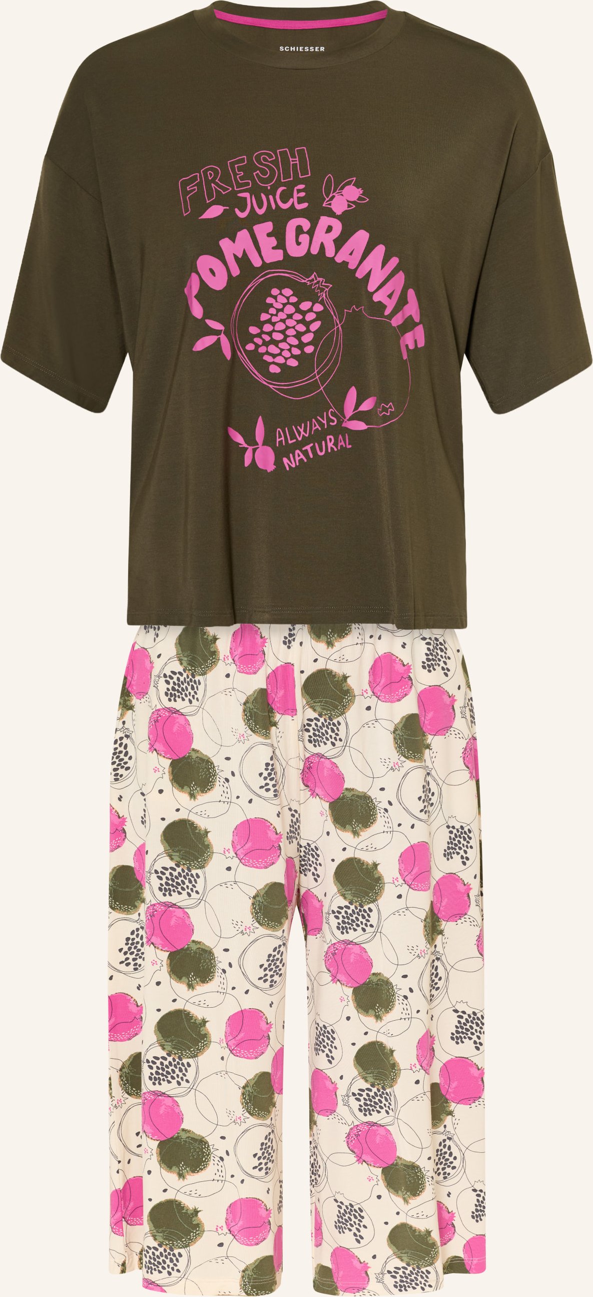 Schiesser 3/4-Schlafanzug Casual Fashion gruen