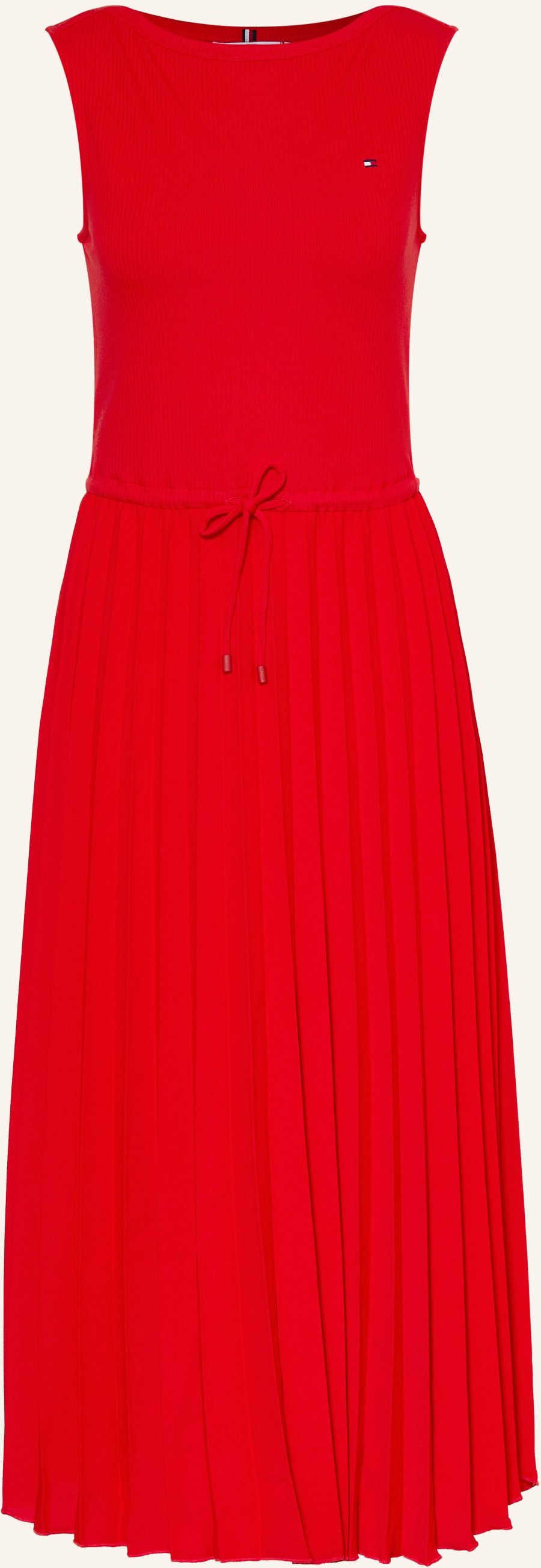 Tommy Hilfiger Kleid Im Materialmix Mit Plissees rot