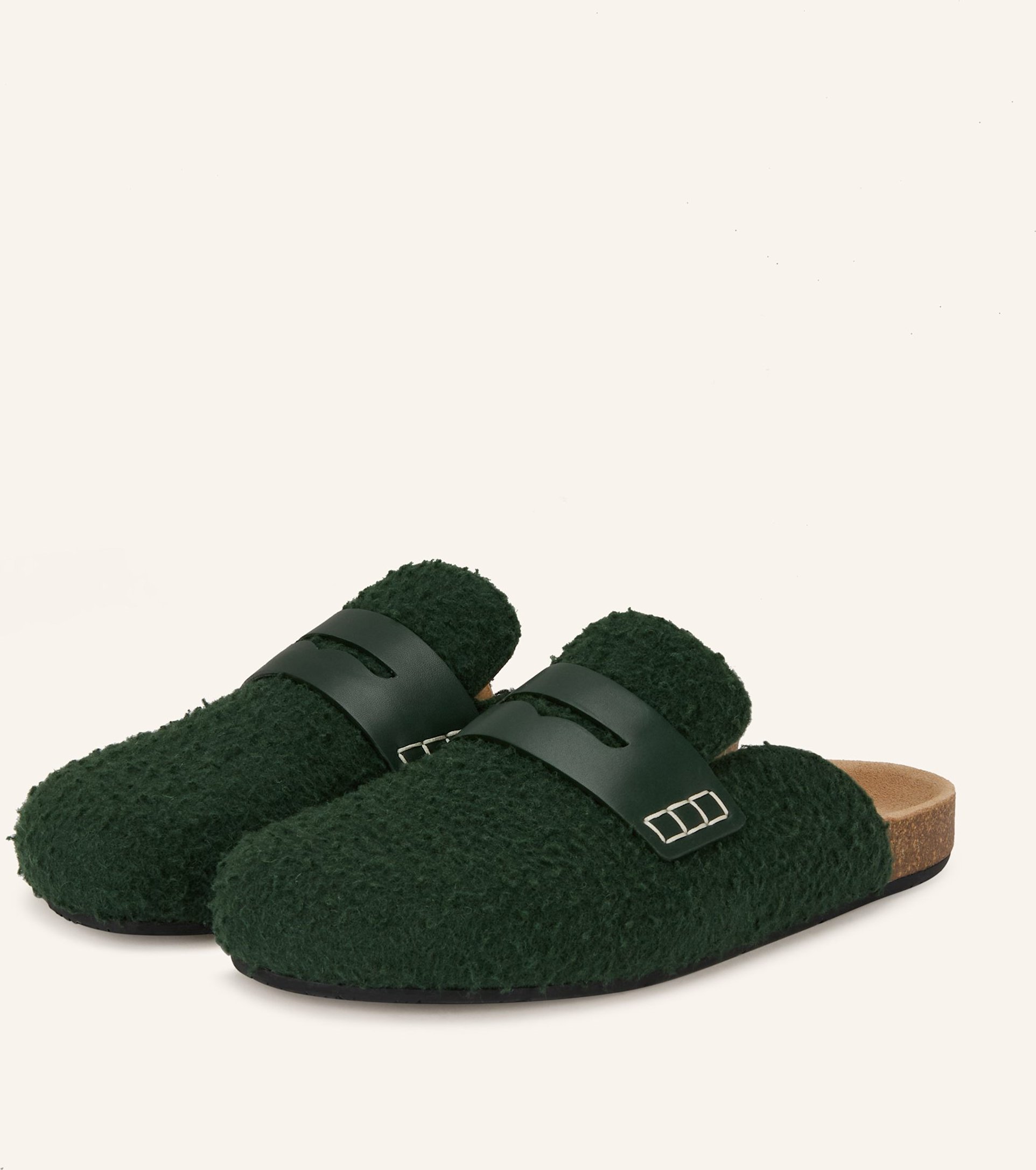 Jw Anderson Mules Mit Teddyfell gruen