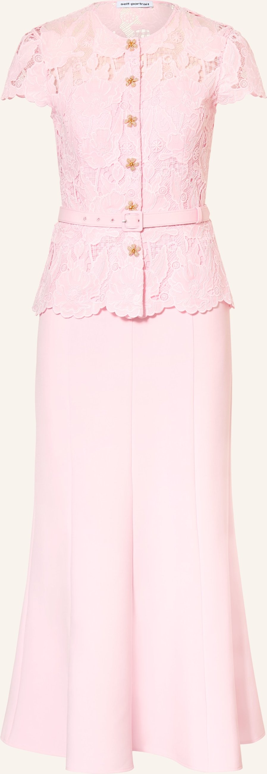 Self-Portrait Kleid Mit Spitze Und Schmucksteinen pink