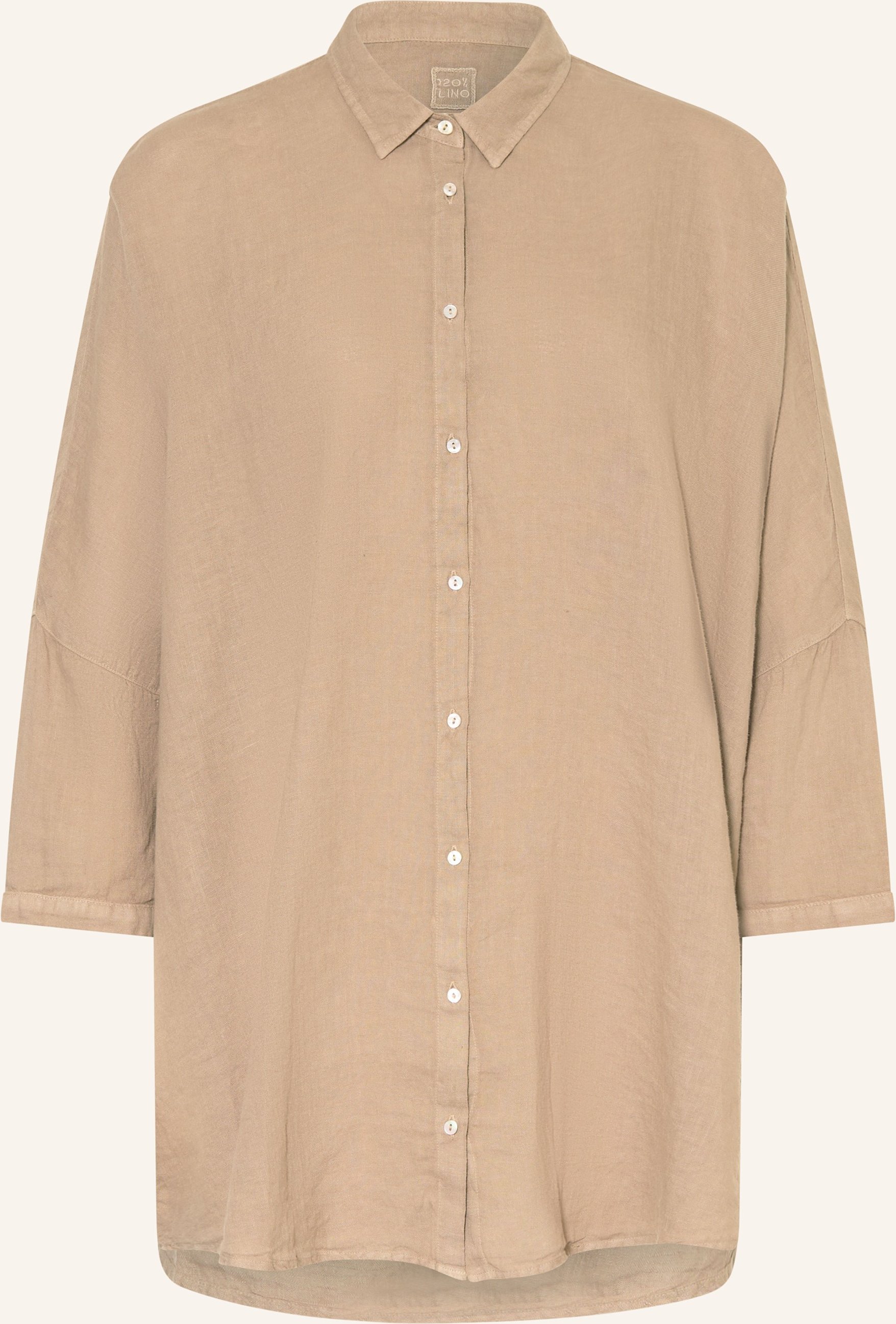 120%Lino Hemdbluse Aus Leinen Mit 3/4-Arm beige