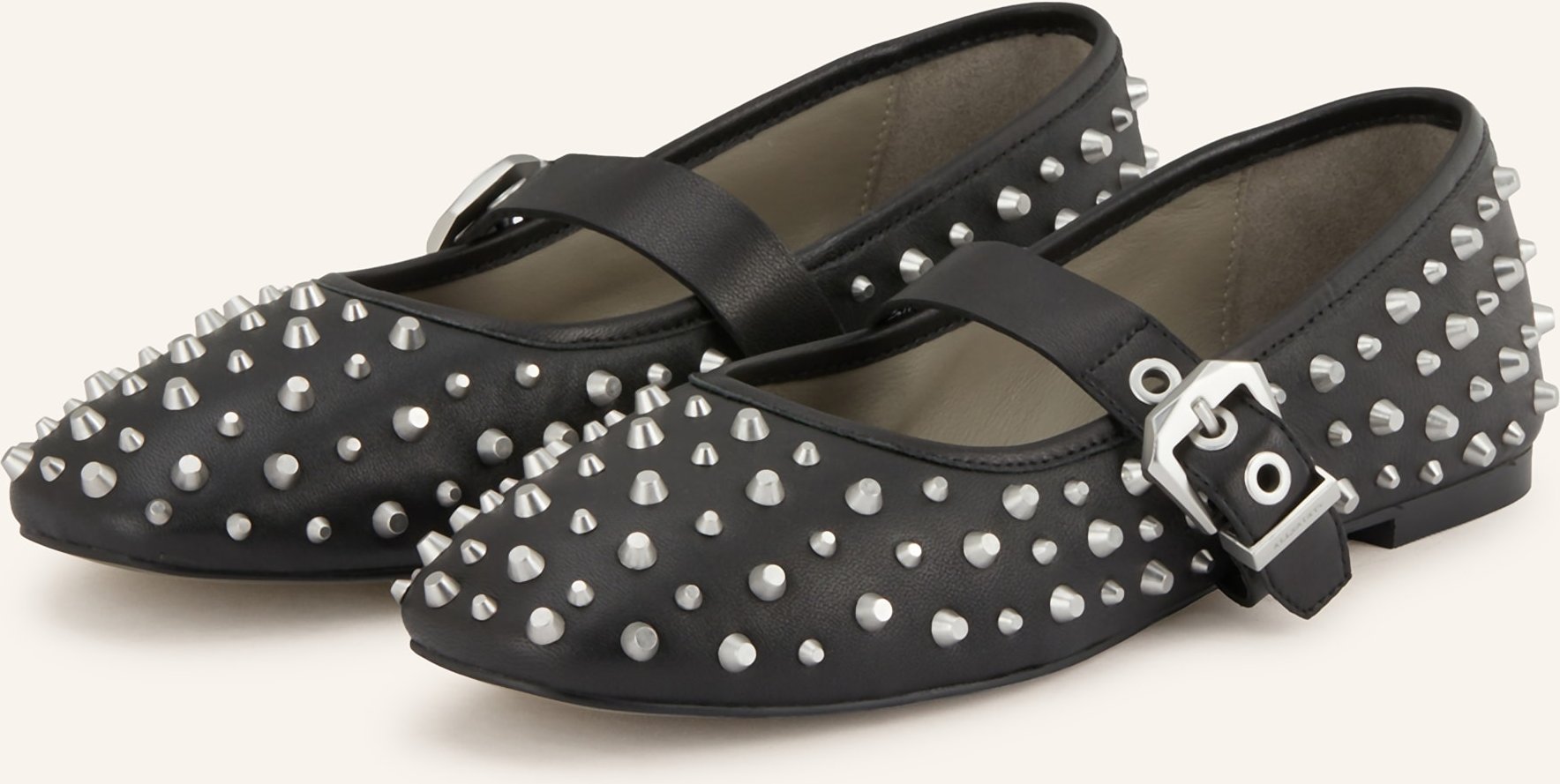 Allsaints Mary-Jane-Ballerinas Holly Stud schwarz