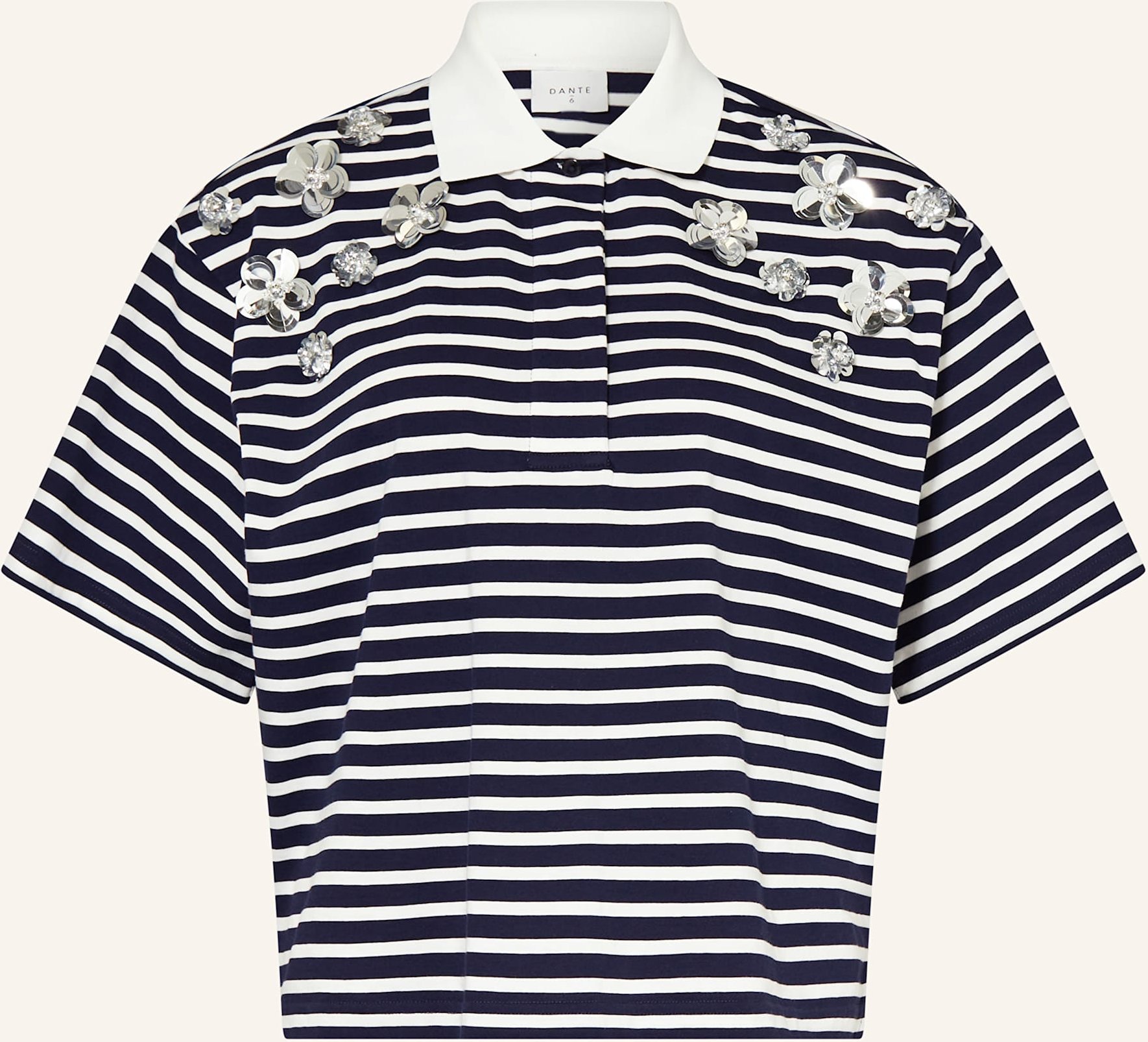 dante6 Jersey-Poloshirt Titan Mit Schmuckperlen blau