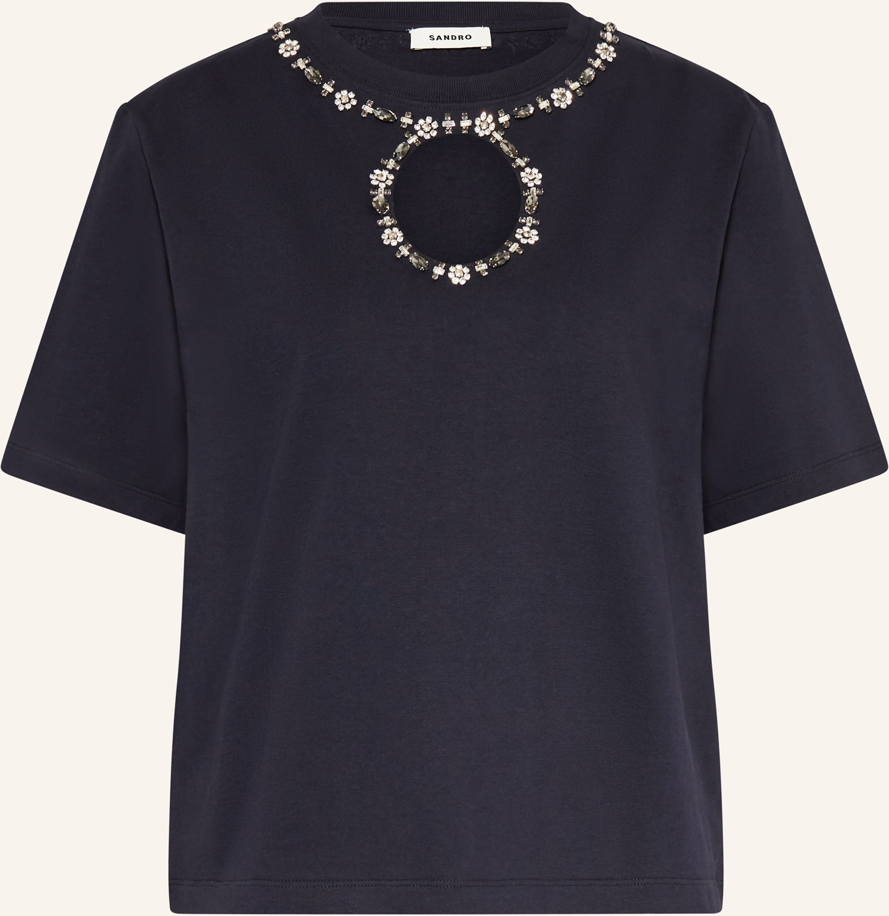 Sandro T-Shirt Mit Schmucksteinen Und Cut-Out blau