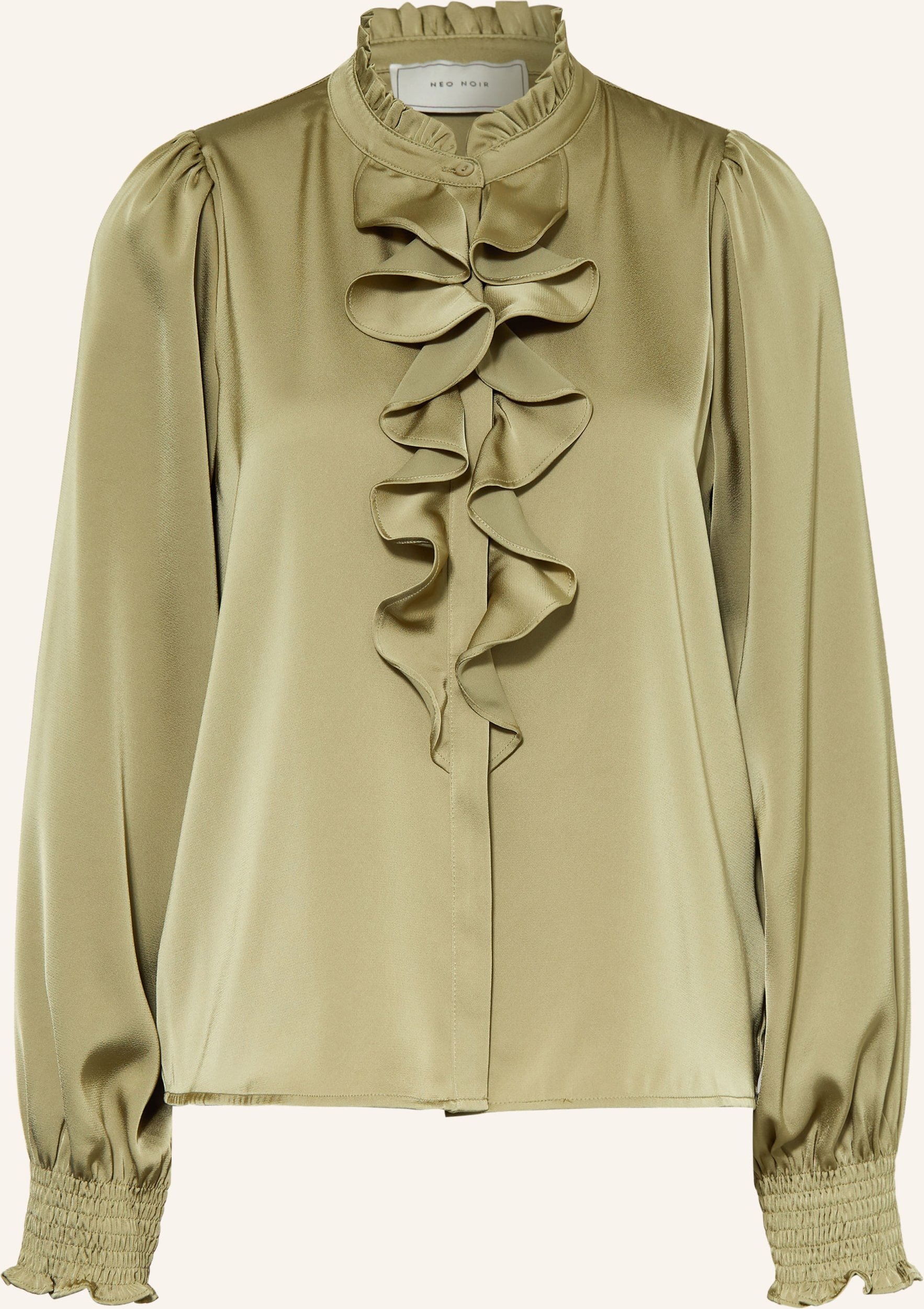 Neo Noir Satinbluse Zamola Mit Volants gruen