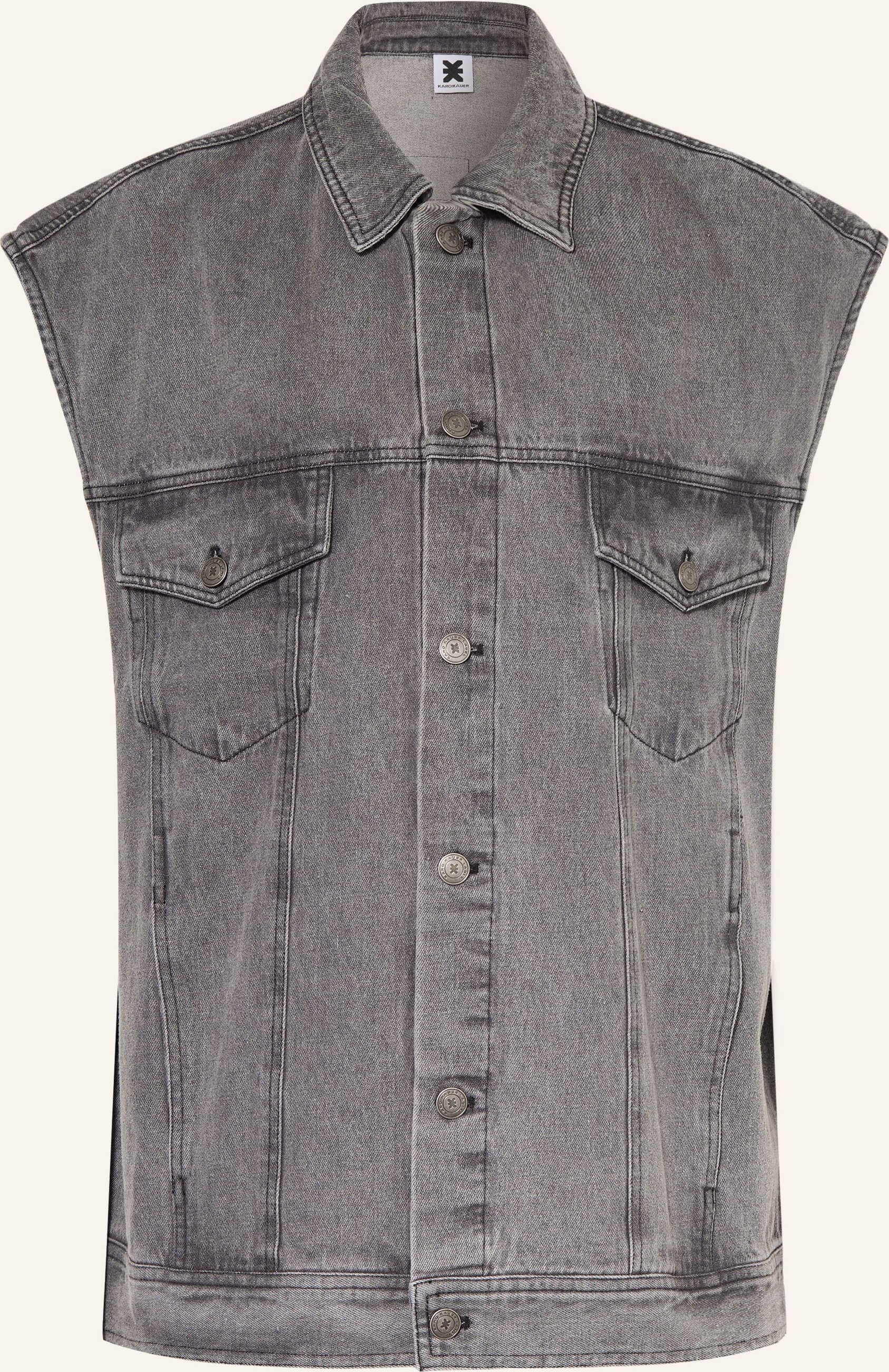Karo Kauer Oversized-Jeansweste grau