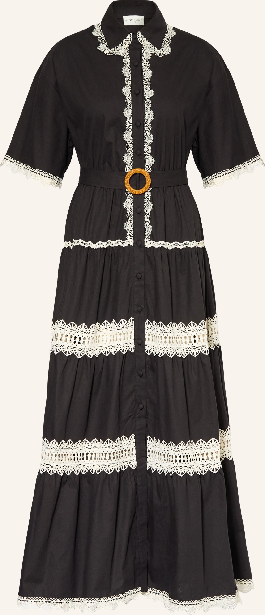 Miss June Hemdblusenkleid Betty Mit Spitze schwarz