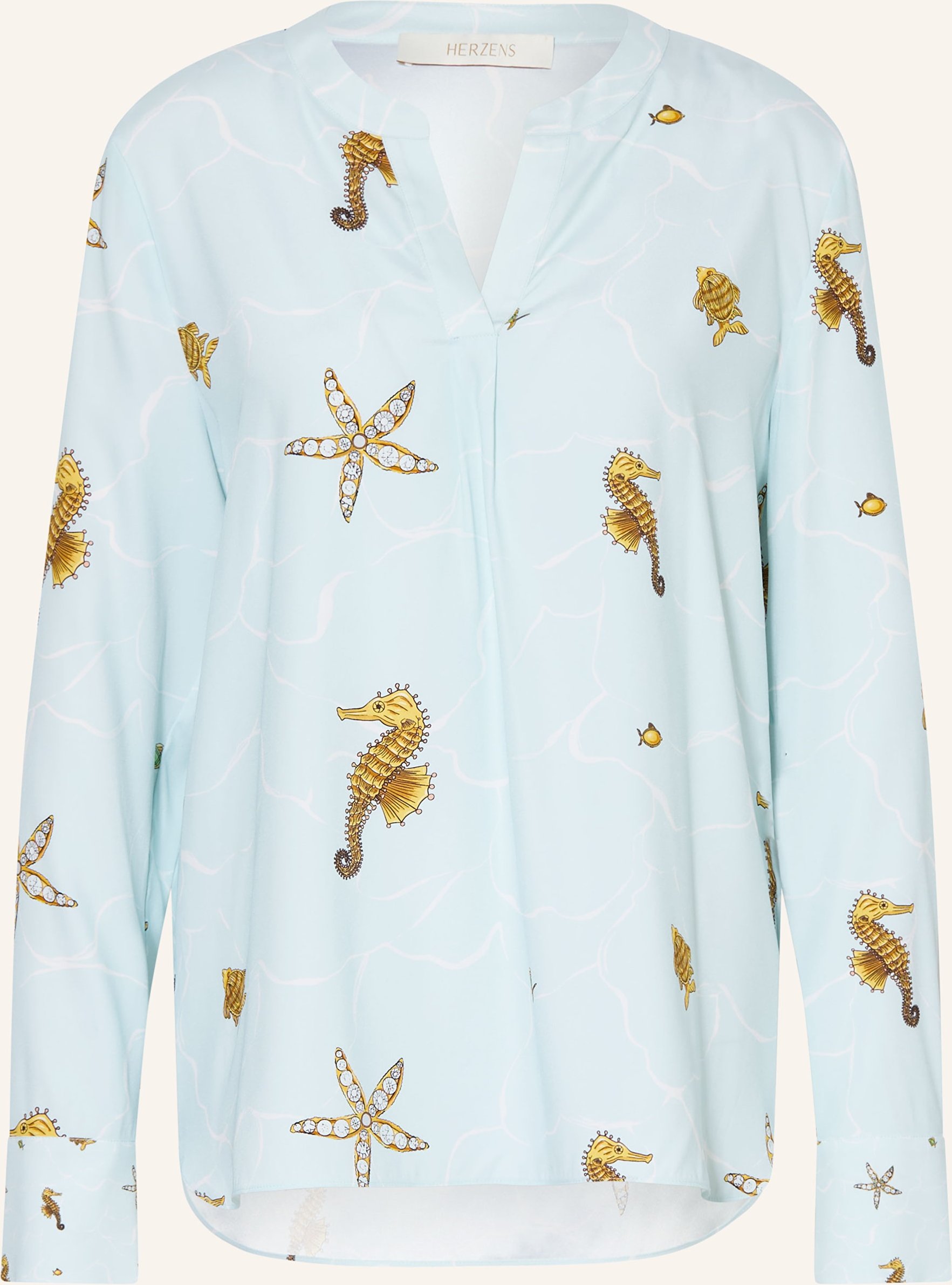 Herzens Blusenshirt Aus Seide blau