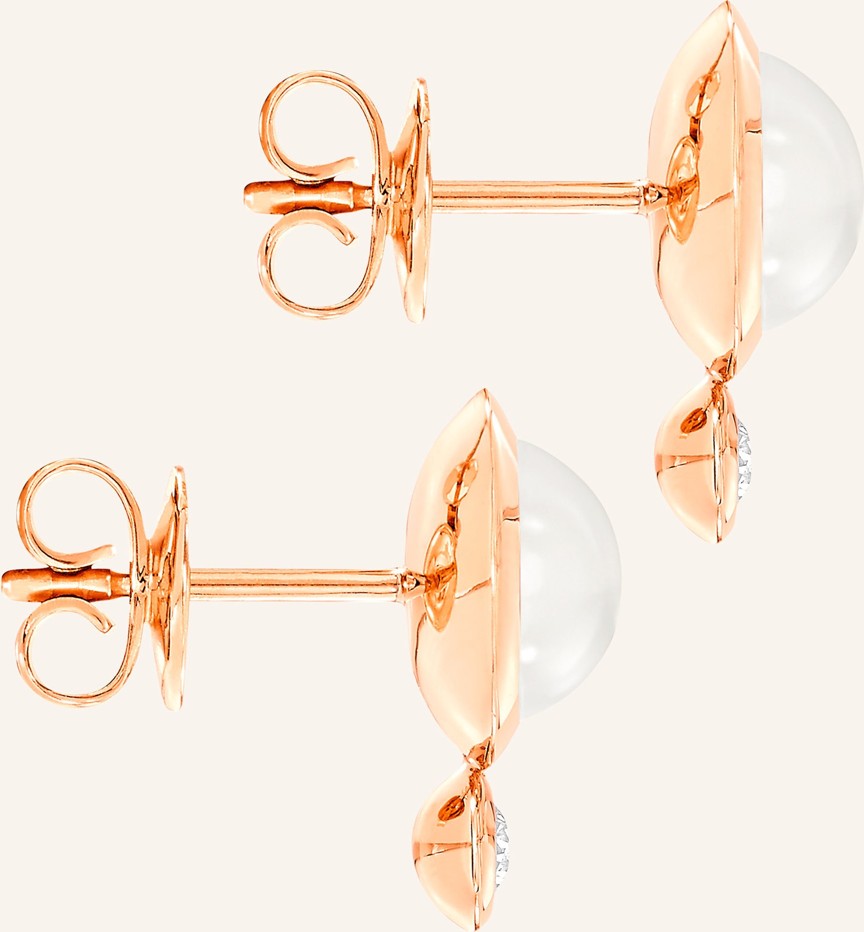 Tamara Comolli Ohrstecker Ohrstecker Bouton Moonstone Sand/White / Classic Sand Mondstein 18k Roségold rosegold