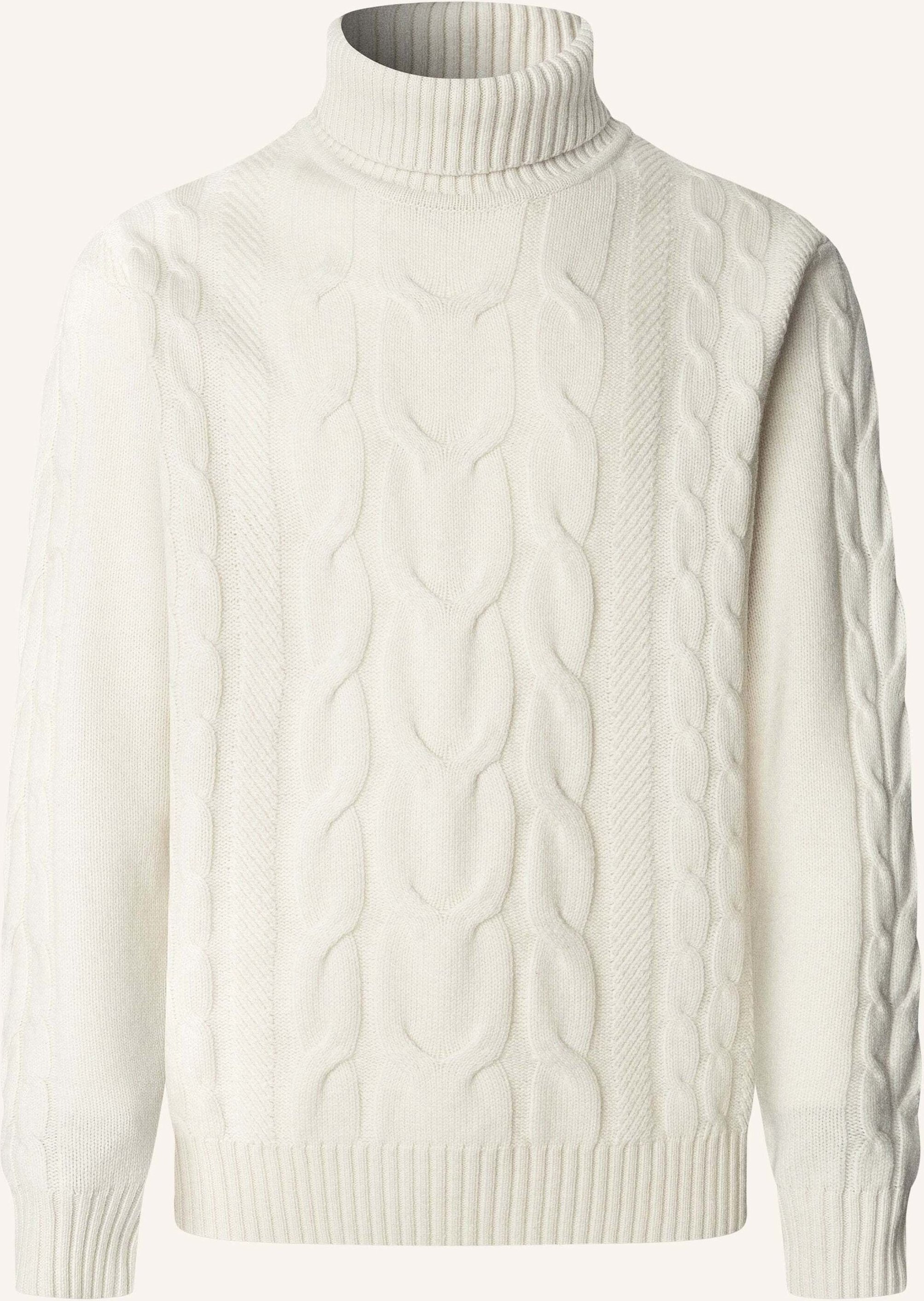 Hackett London Pullover Cable Roll Neck weiss