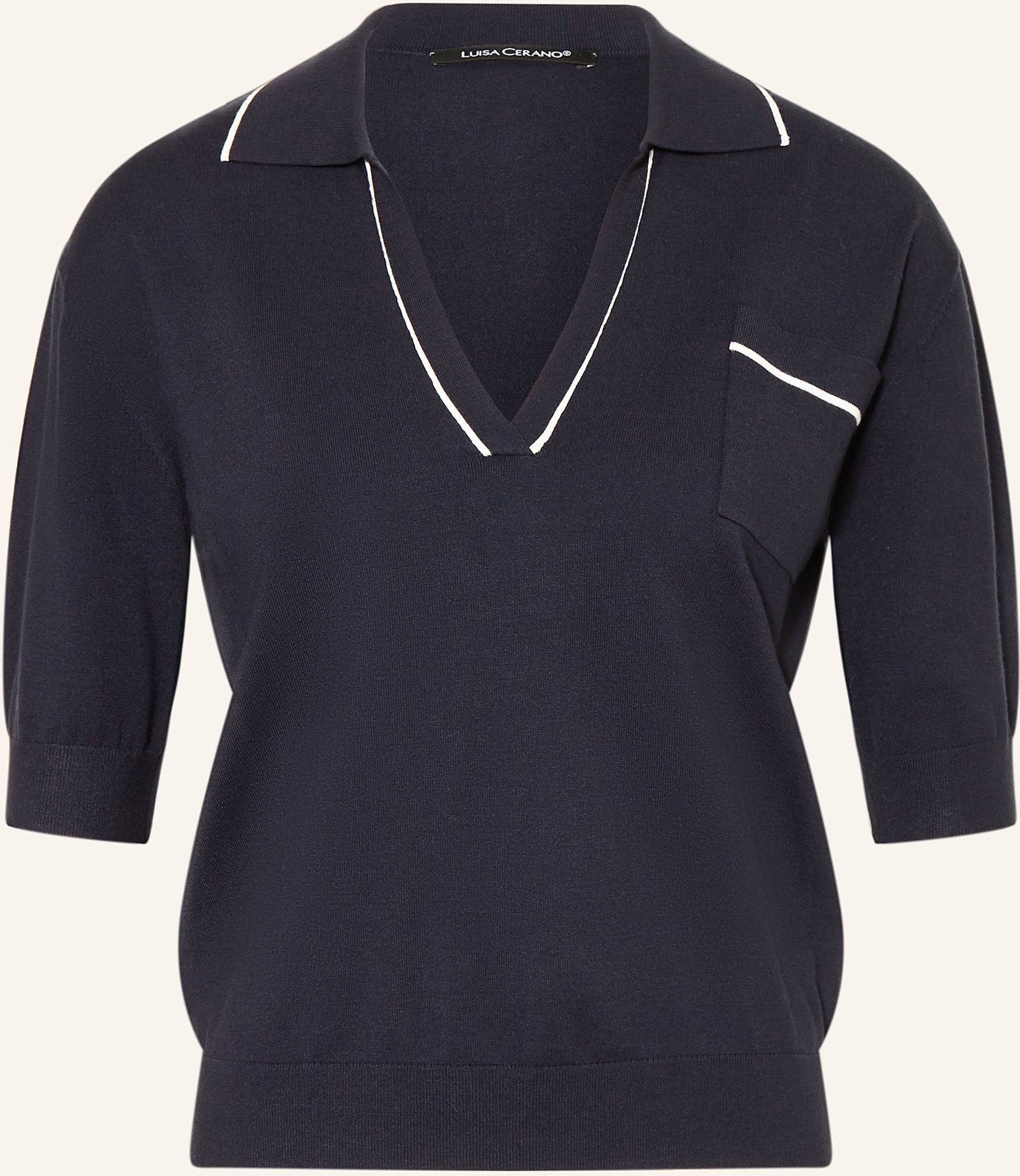 Luisa Cerano Strick-Poloshirt blau