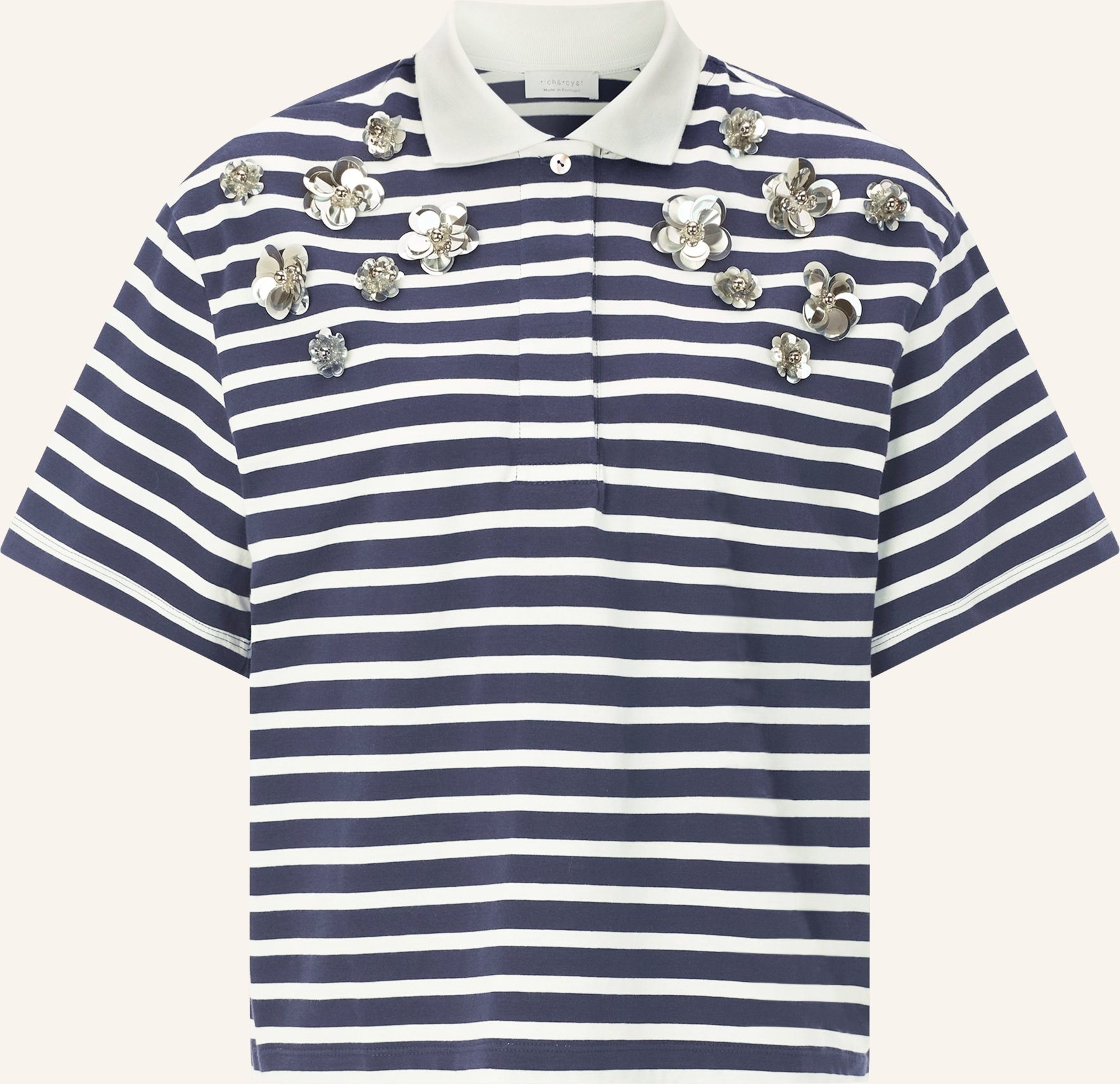 Rich & Royal Jersey-Poloshirt Mit Pailletten blau