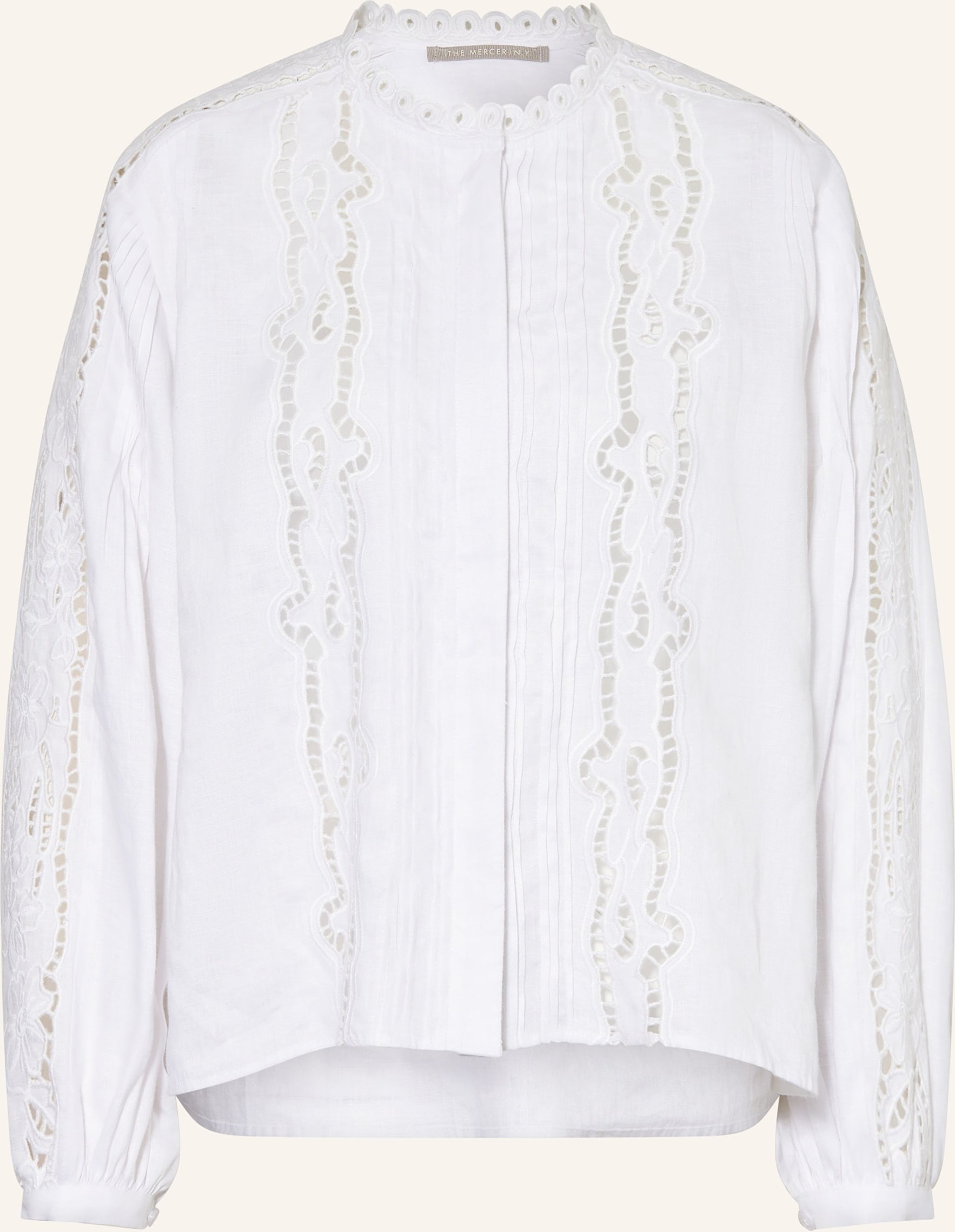 (The Mercer) N.Y. Leinenbluse Mit Lochspitze weiss