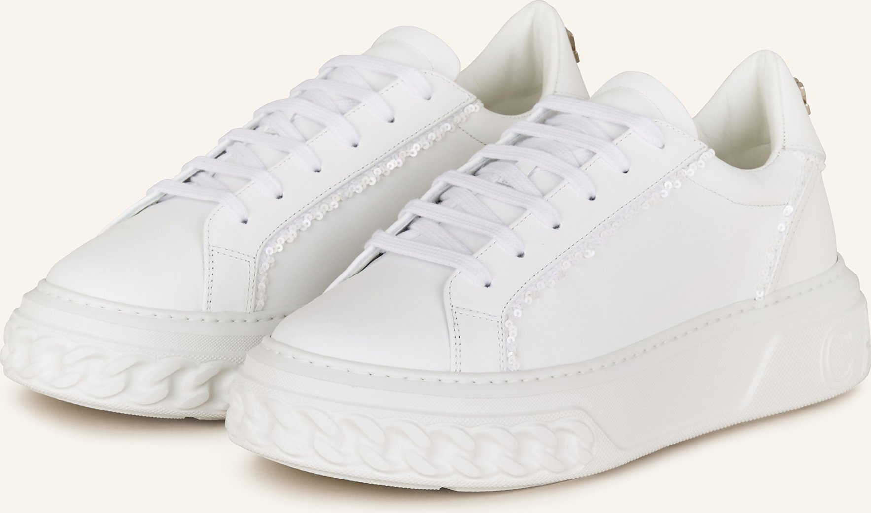 Casadei Sneaker Off Road Mit Pailletten weiss