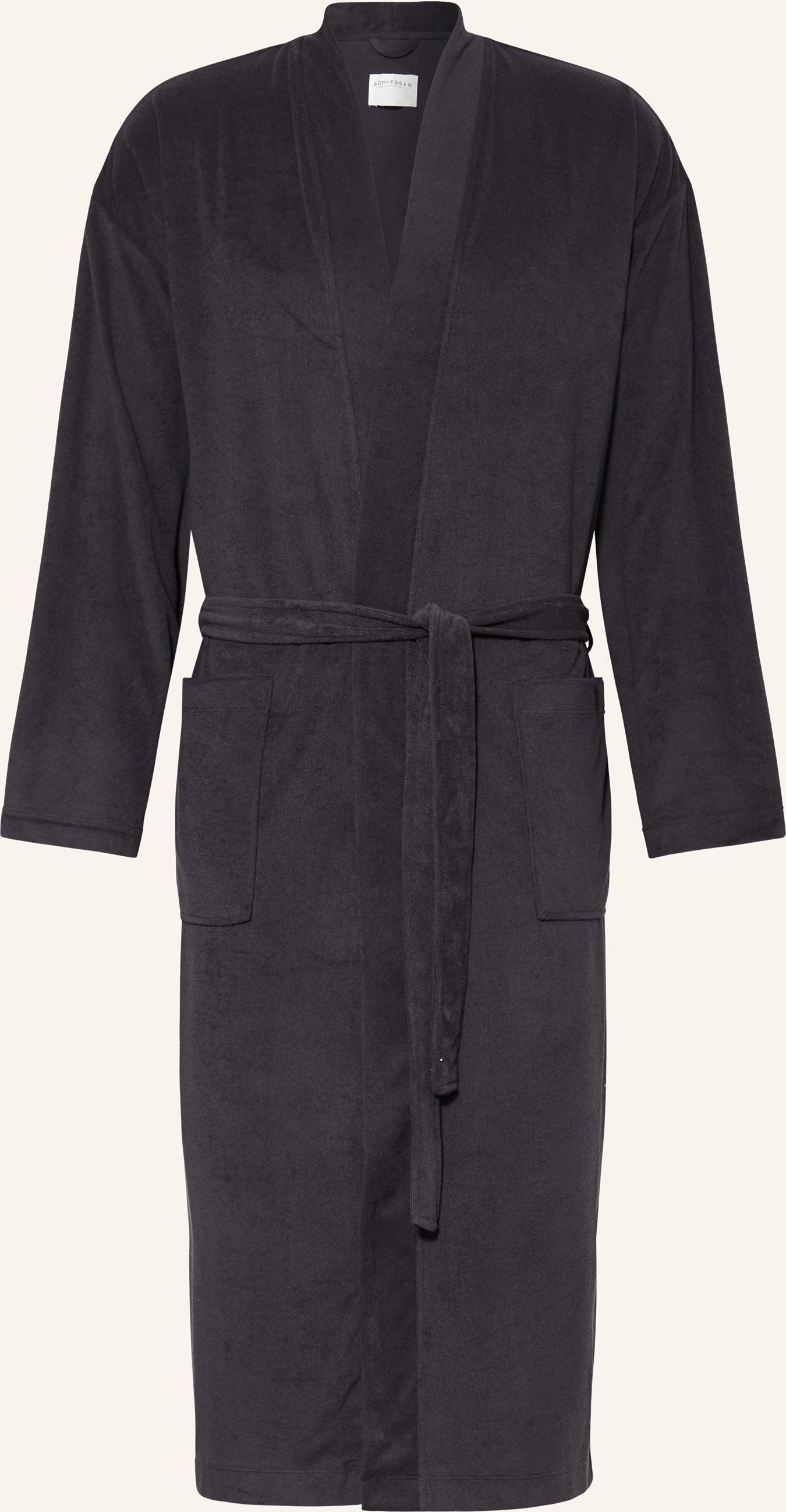 Schiesser Herren-Bademantel Feather Terry grau